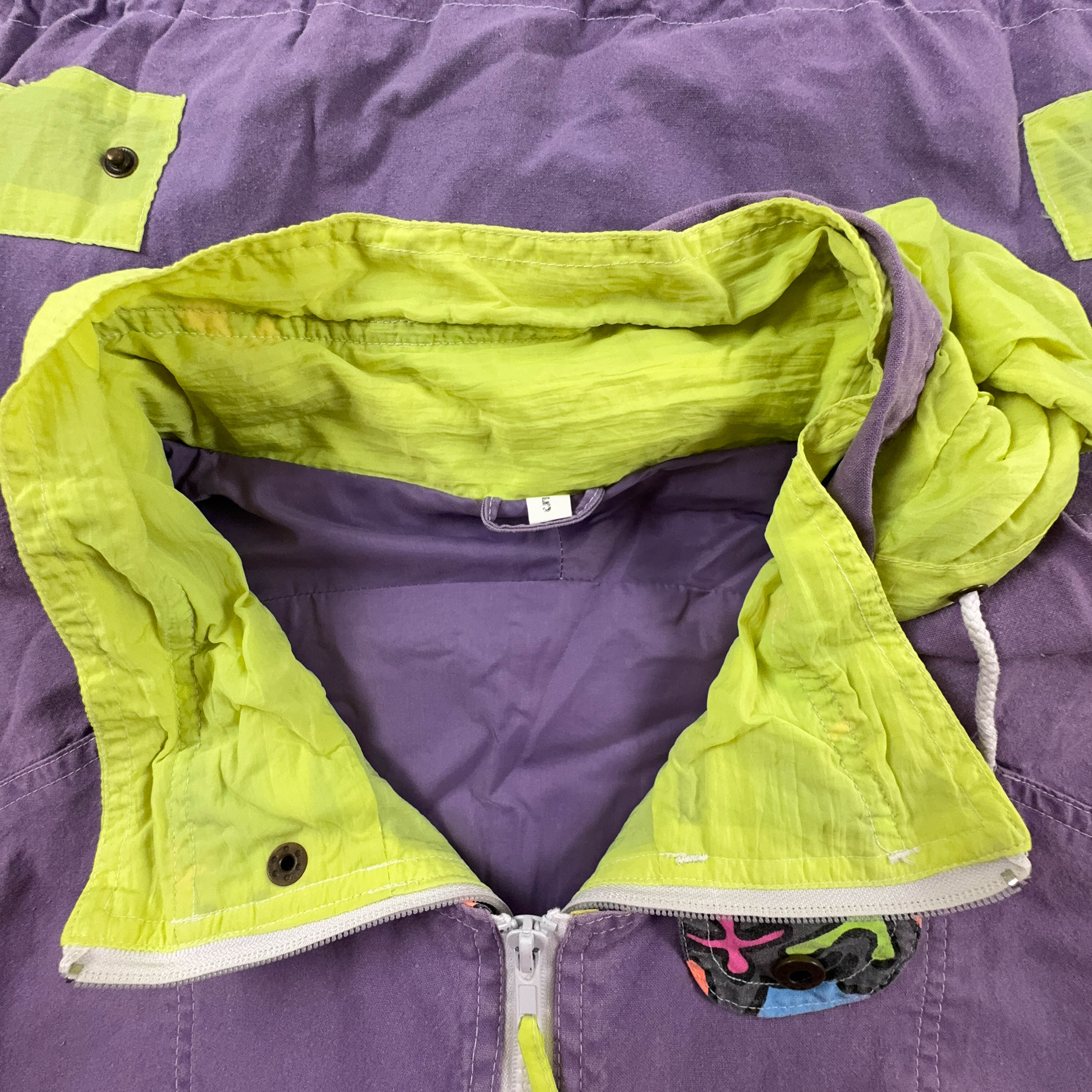 Giacca a vento Vintage viola con mezza zip anni 80 90 - Taglia 5 uomo