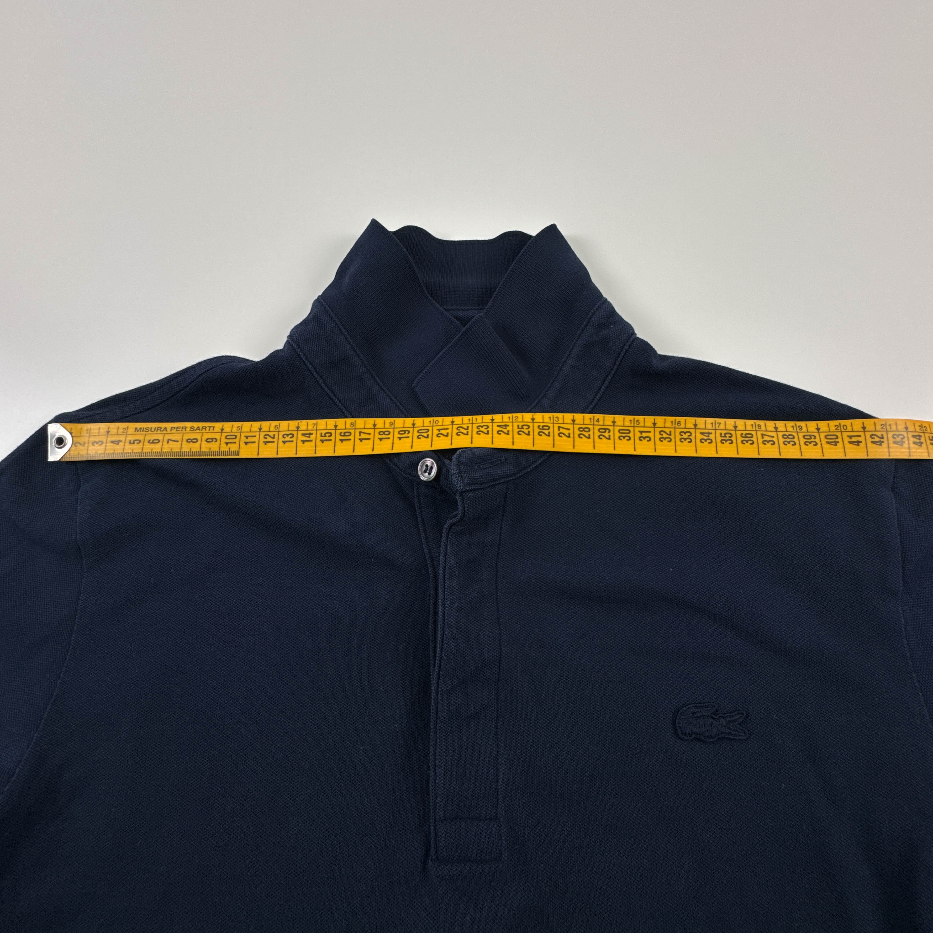 Polo Lacoste blu scura a tinta unita manica lunga regular fit - Taglia 4 M uomo