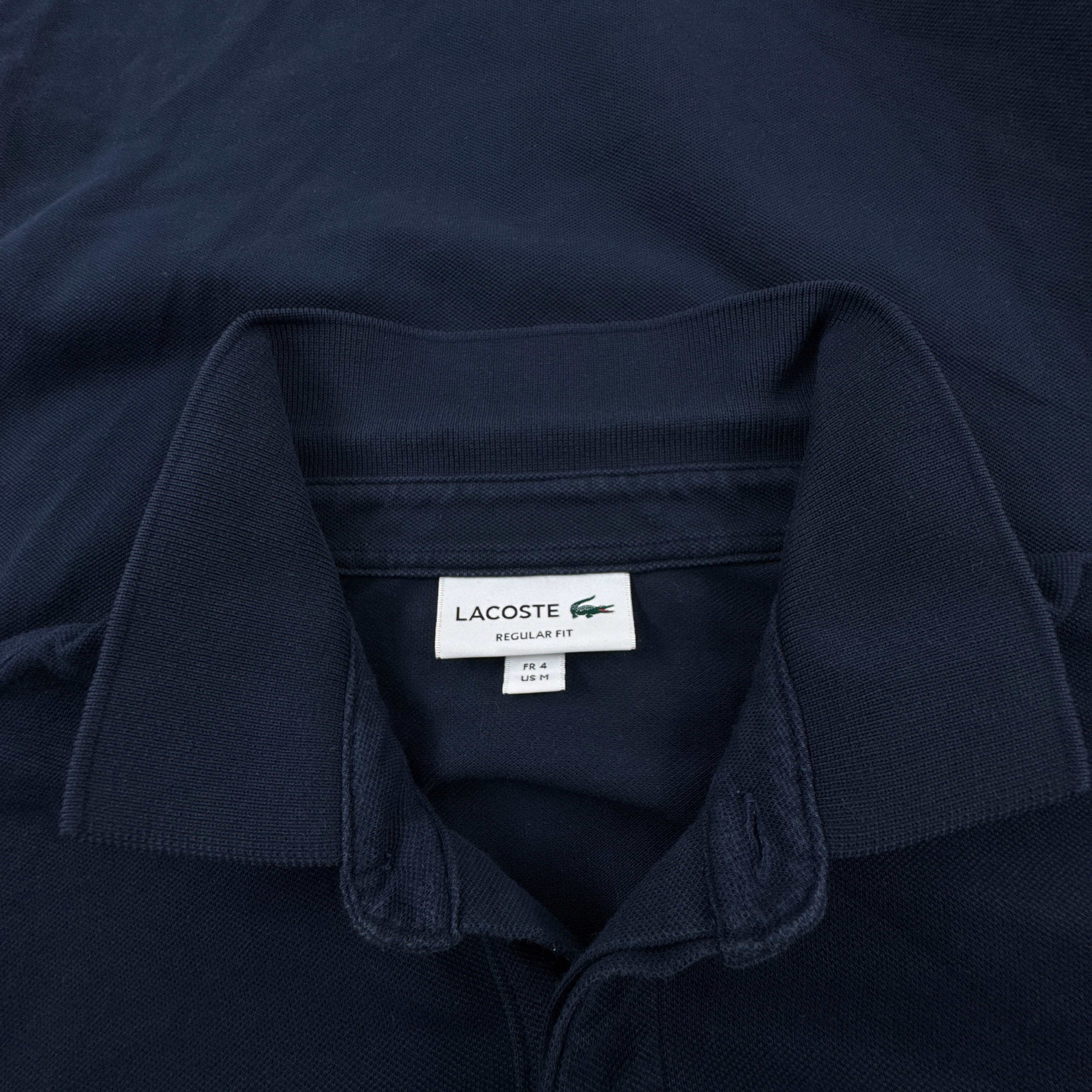 Polo Lacoste blu scura a tinta unita manica lunga regular fit - Taglia 4 M uomo