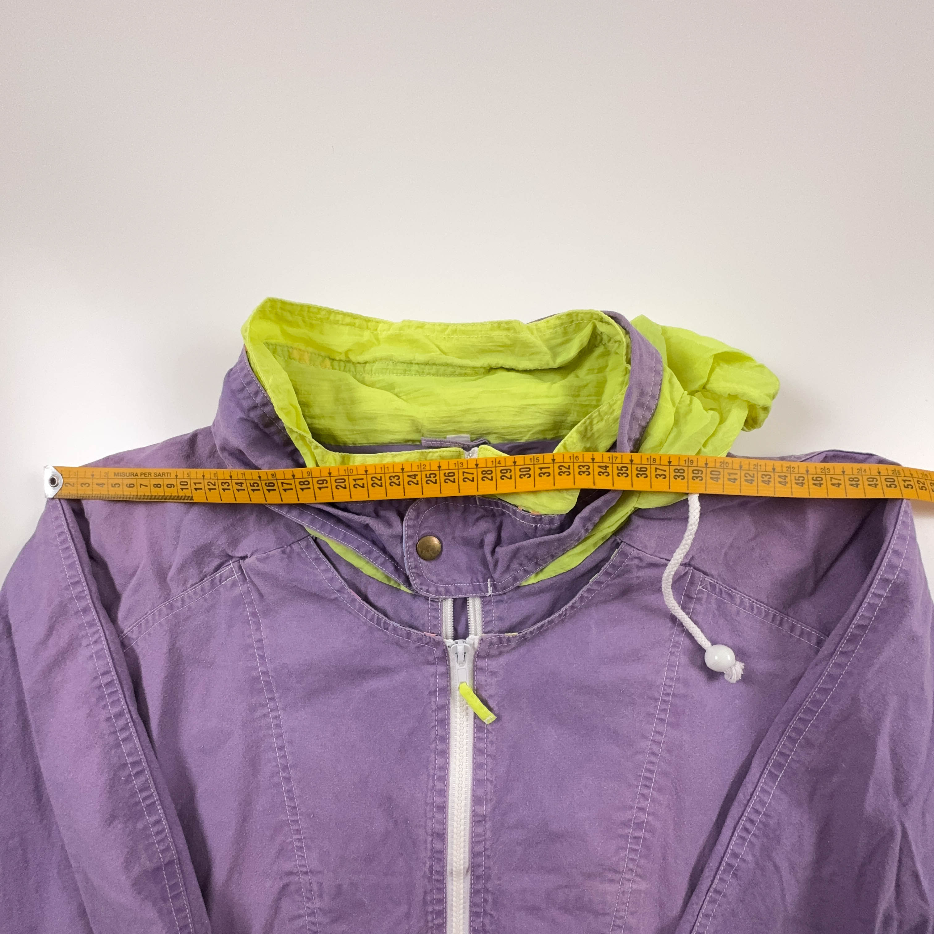Giacca a vento Vintage viola con mezza zip anni 80 90 - Taglia 5 uomo