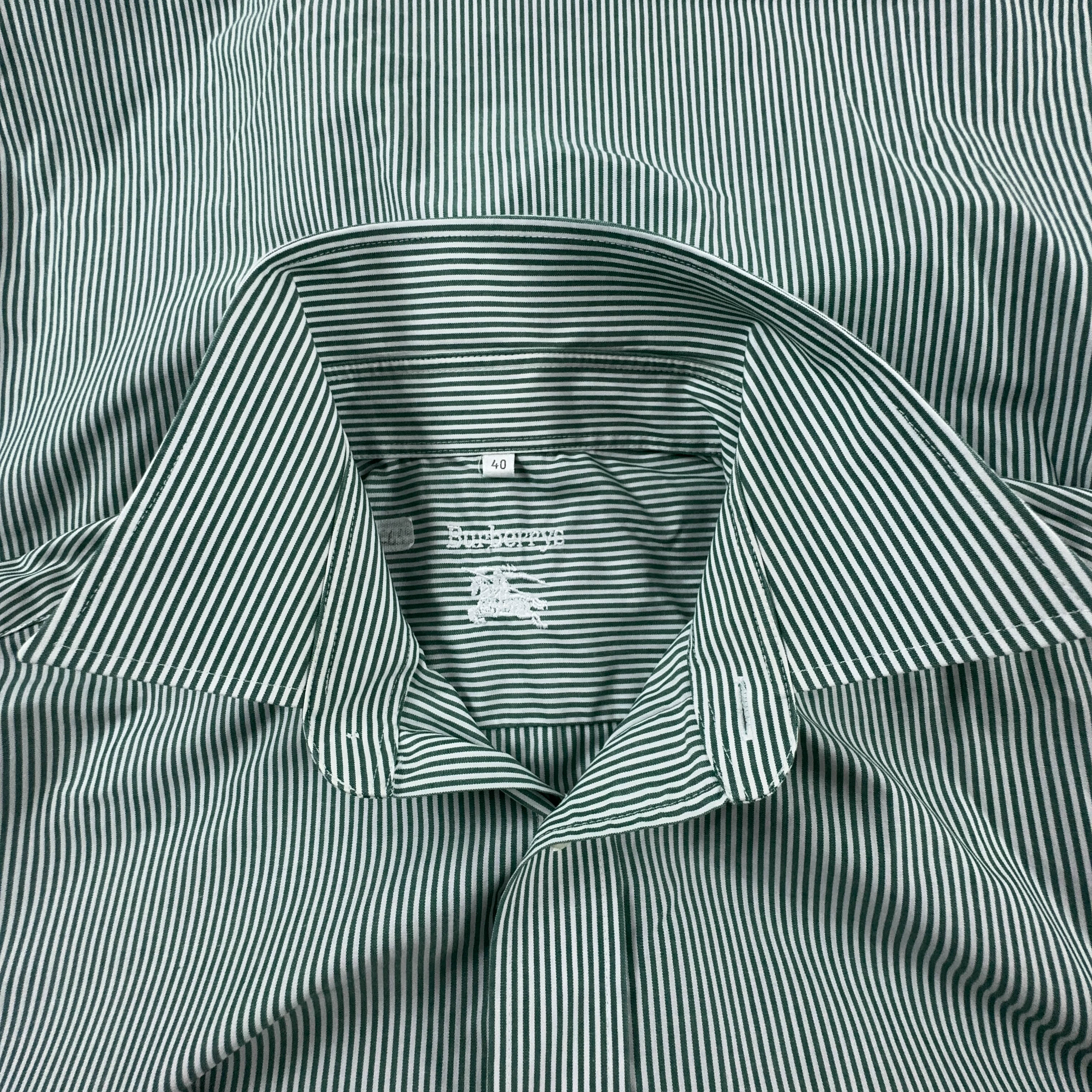 Camicia Burberry a righe verde e bianca - Taglia 40 uomo