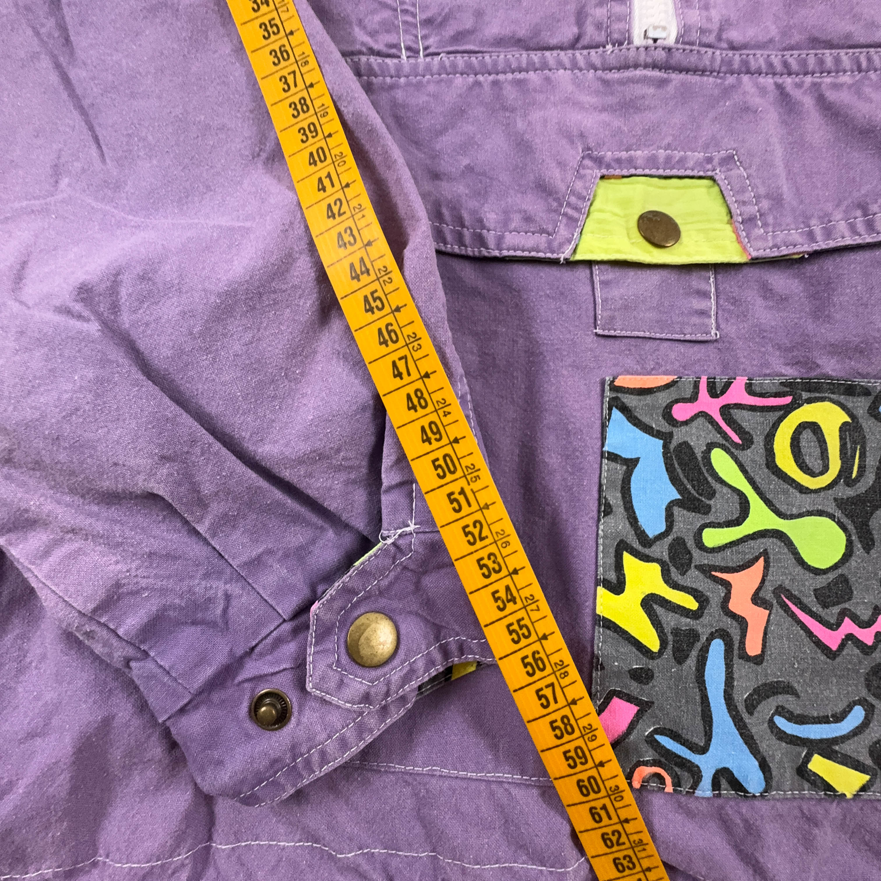 Giacca a vento Vintage viola con mezza zip anni 80 90 - Taglia 5 uomo