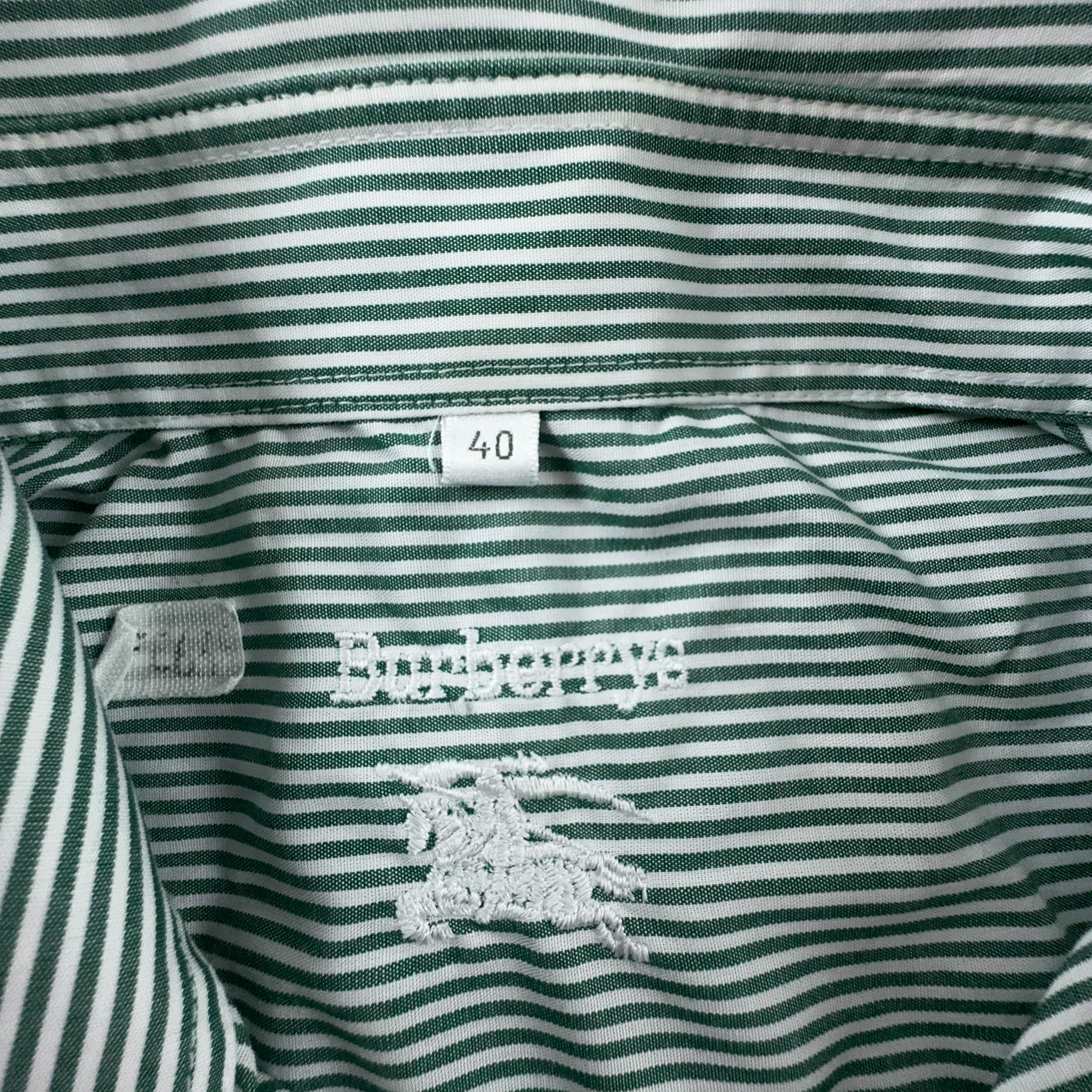 Camicia Burberry a righe verde e bianca - Taglia 40 uomo