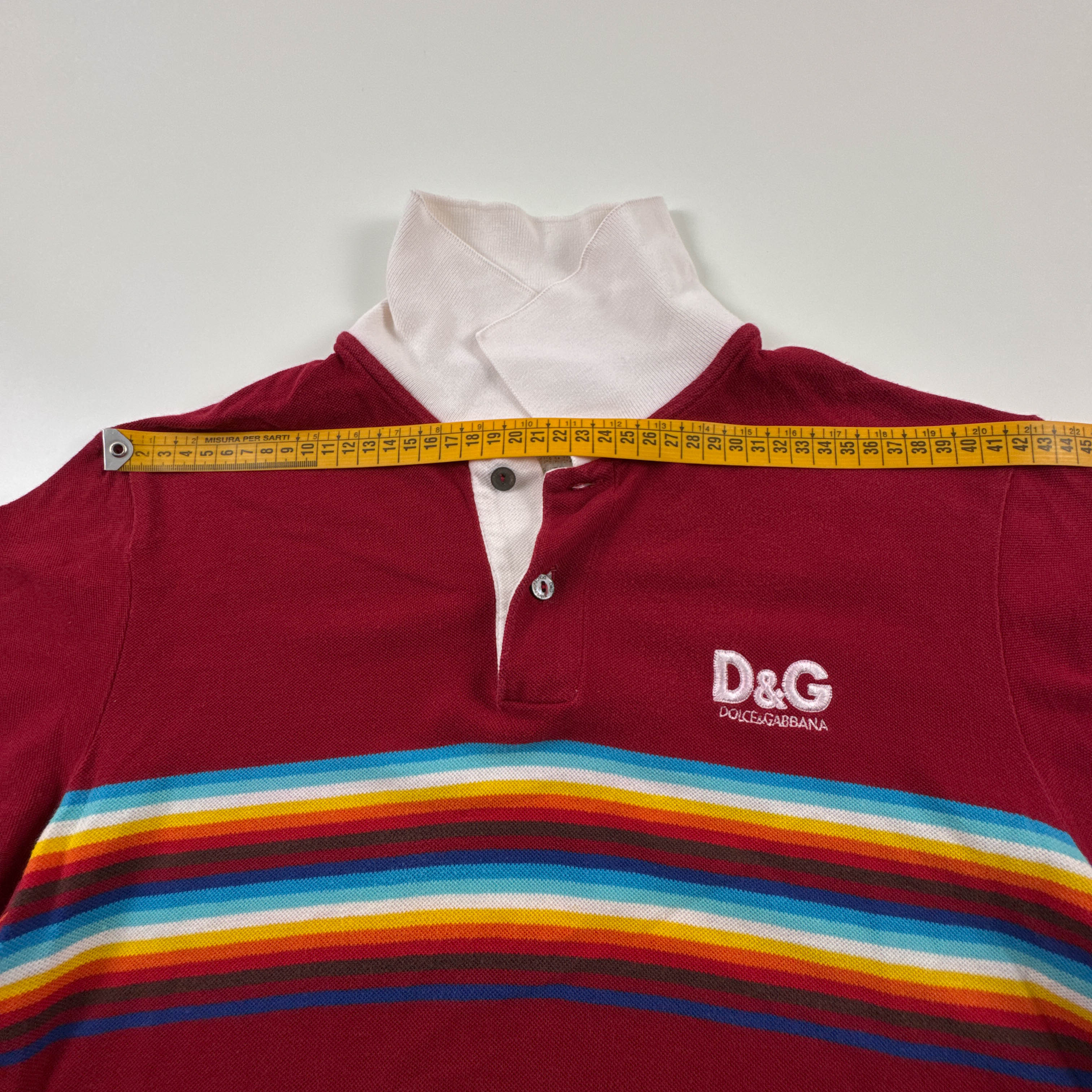Polo D&G Vintage rossa e bianca con logo ricamato anni 00 - Taglia 34 48 uomo