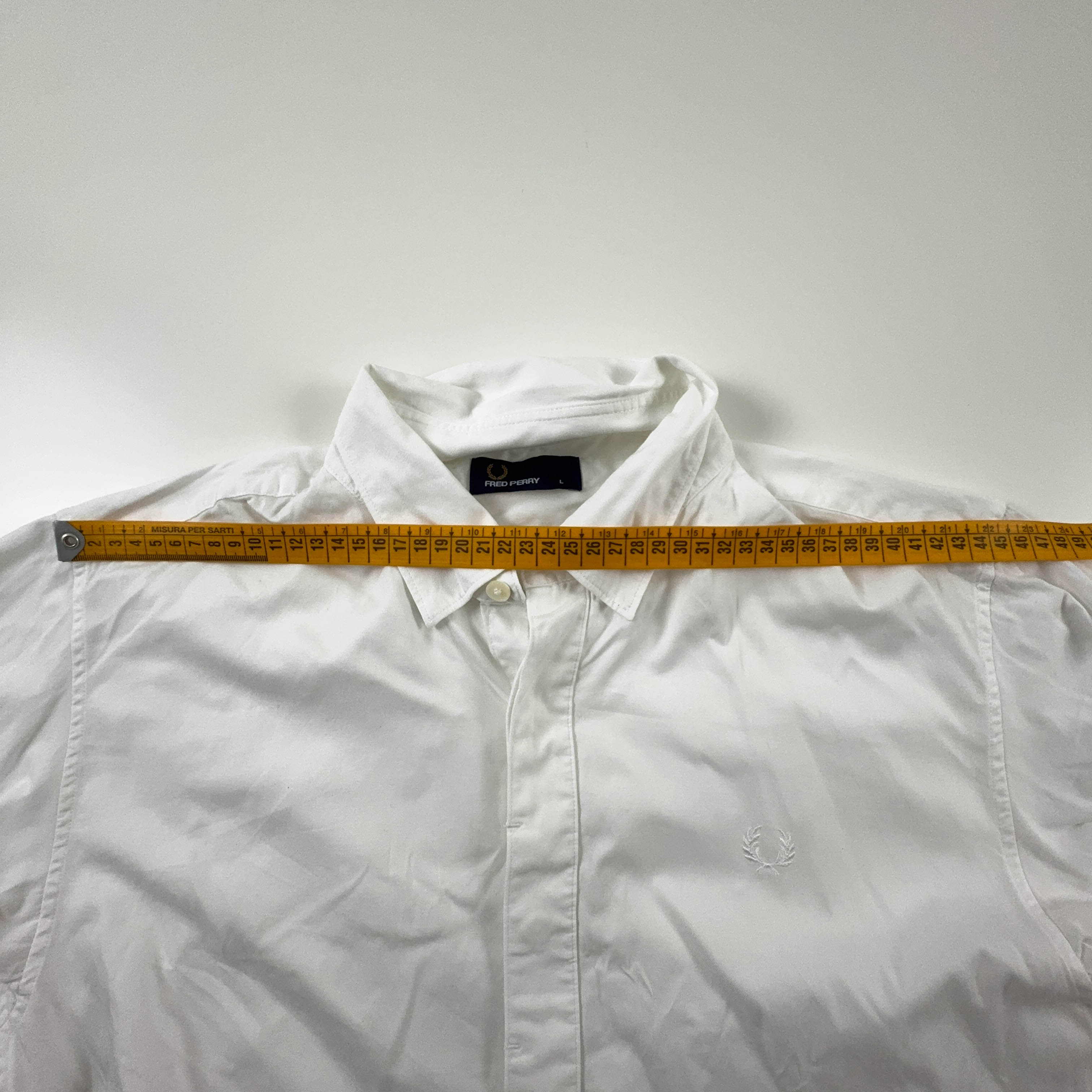 Camicia Fred Perry bianca a tinta unita - Taglia M/L uomo