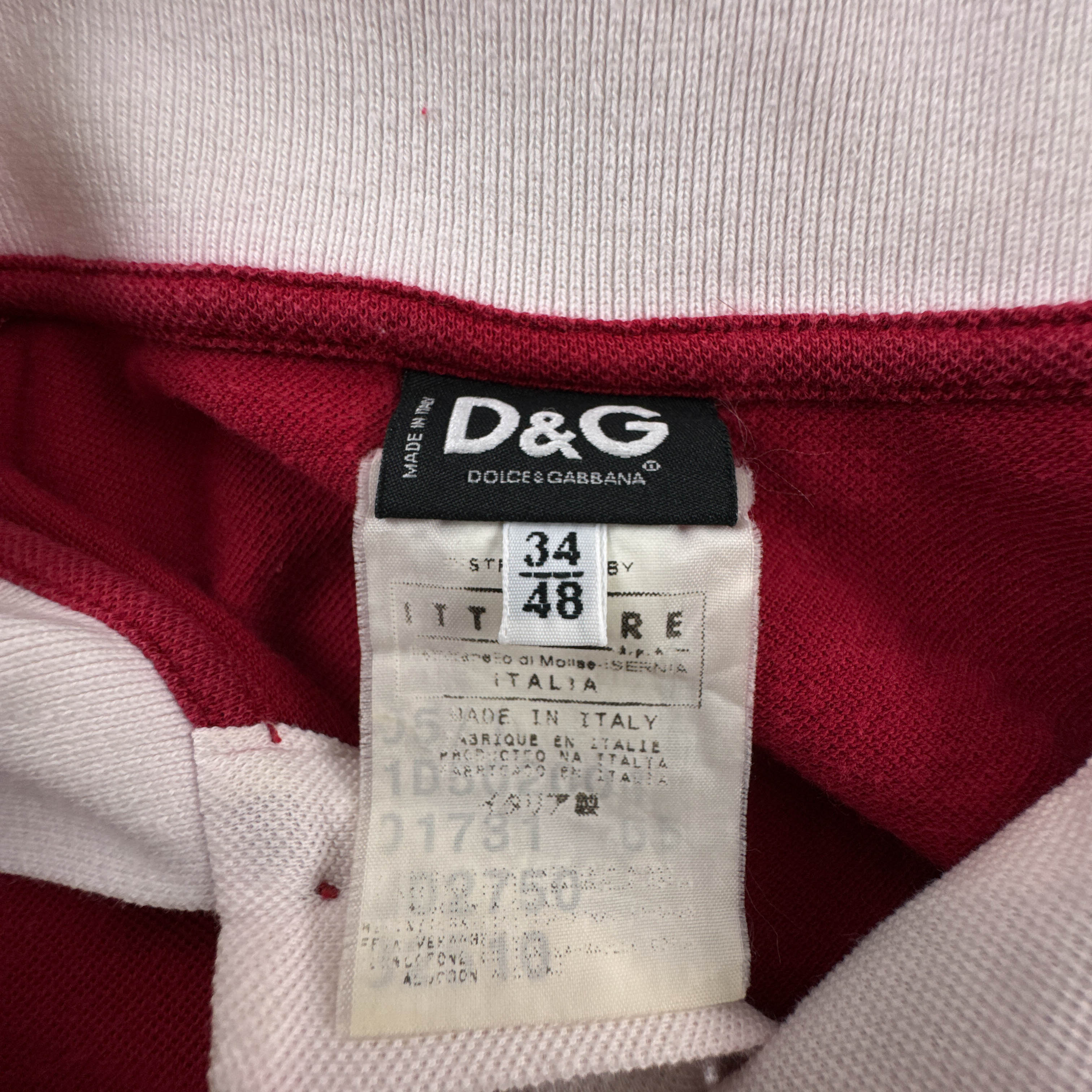 Polo D&G Vintage rossa e bianca con logo ricamato anni 00 - Taglia 34 48 uomo