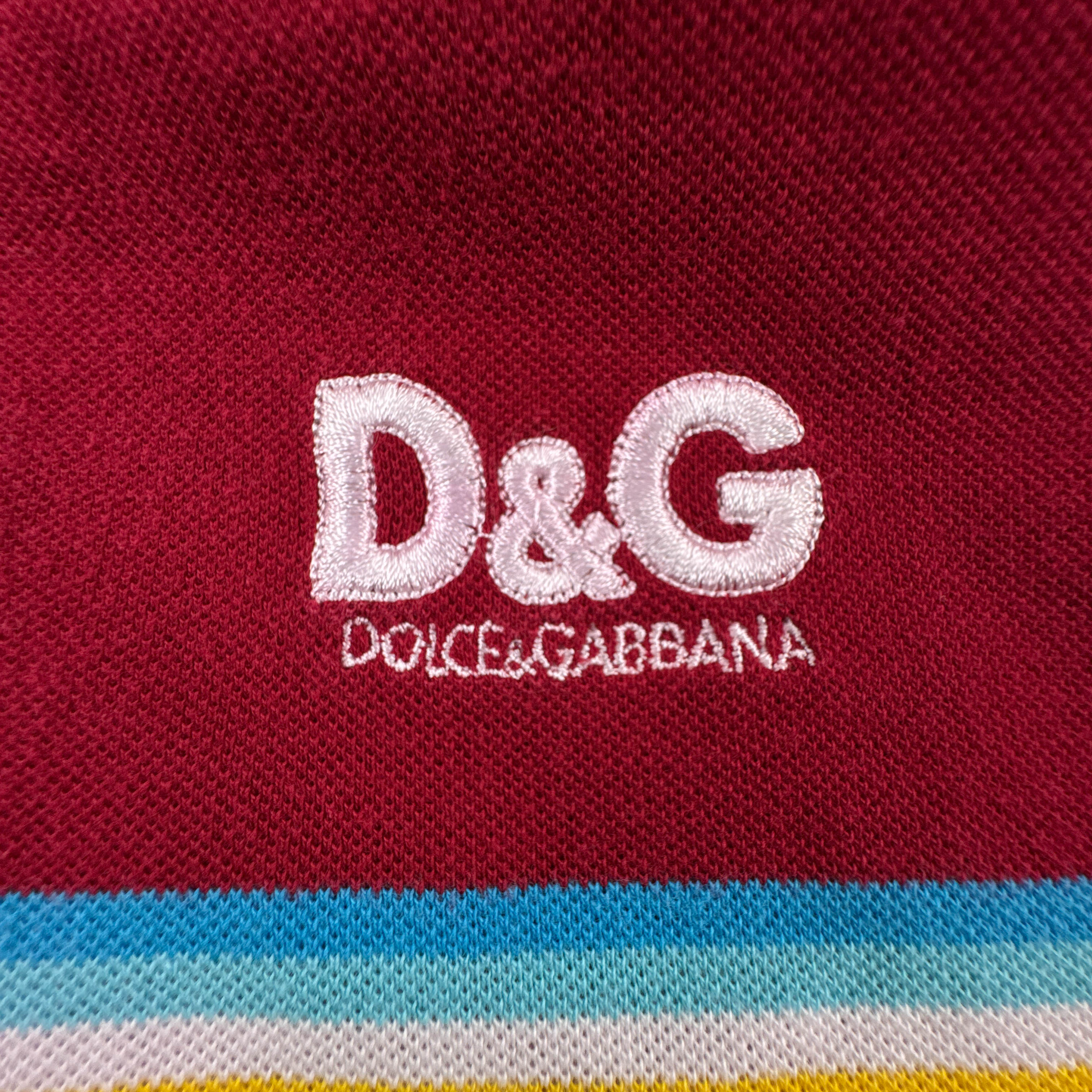 Polo D&G Vintage rossa e bianca con logo ricamato anni 00 - Taglia 34 48 uomo