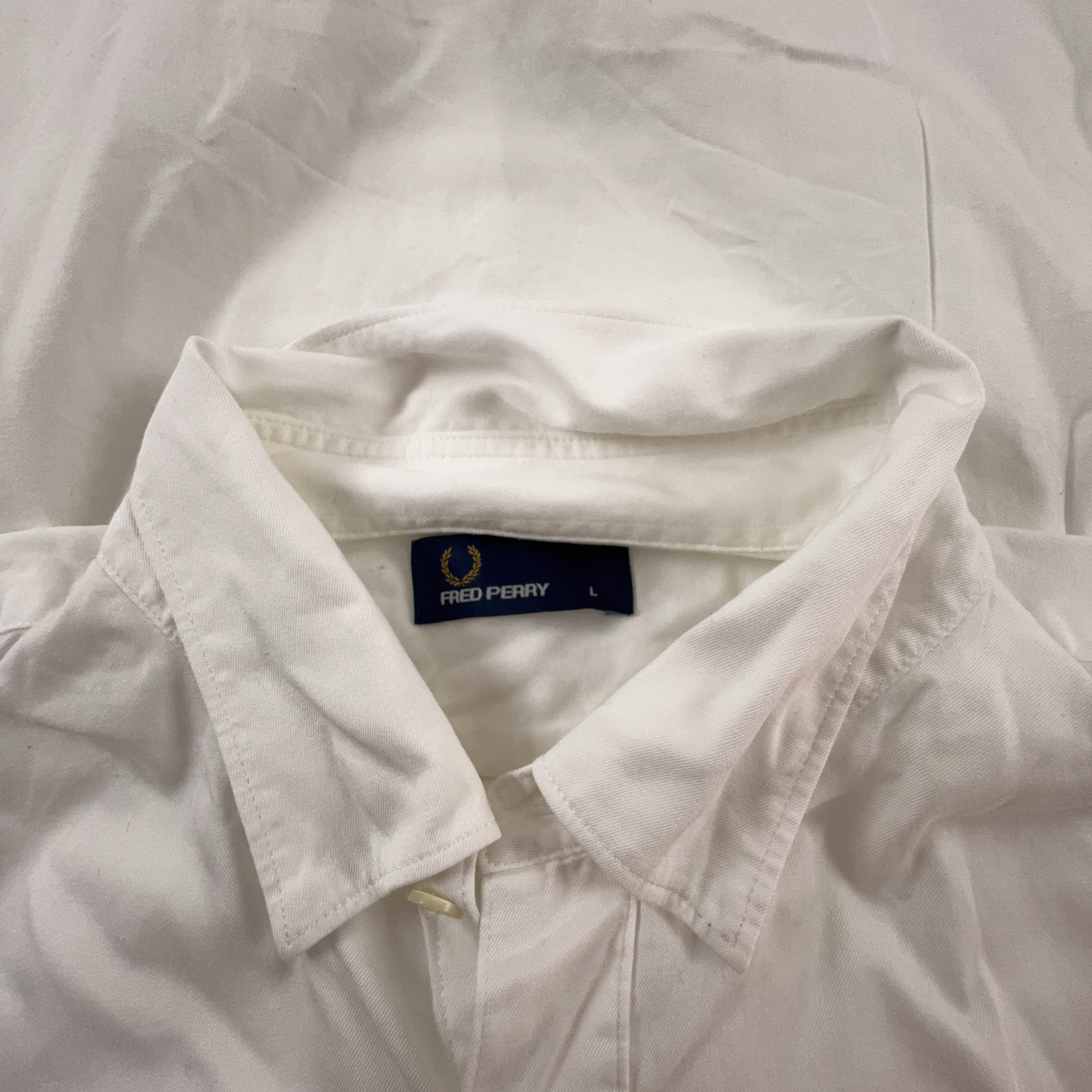 Camicia Fred Perry bianca a tinta unita - Taglia M/L uomo