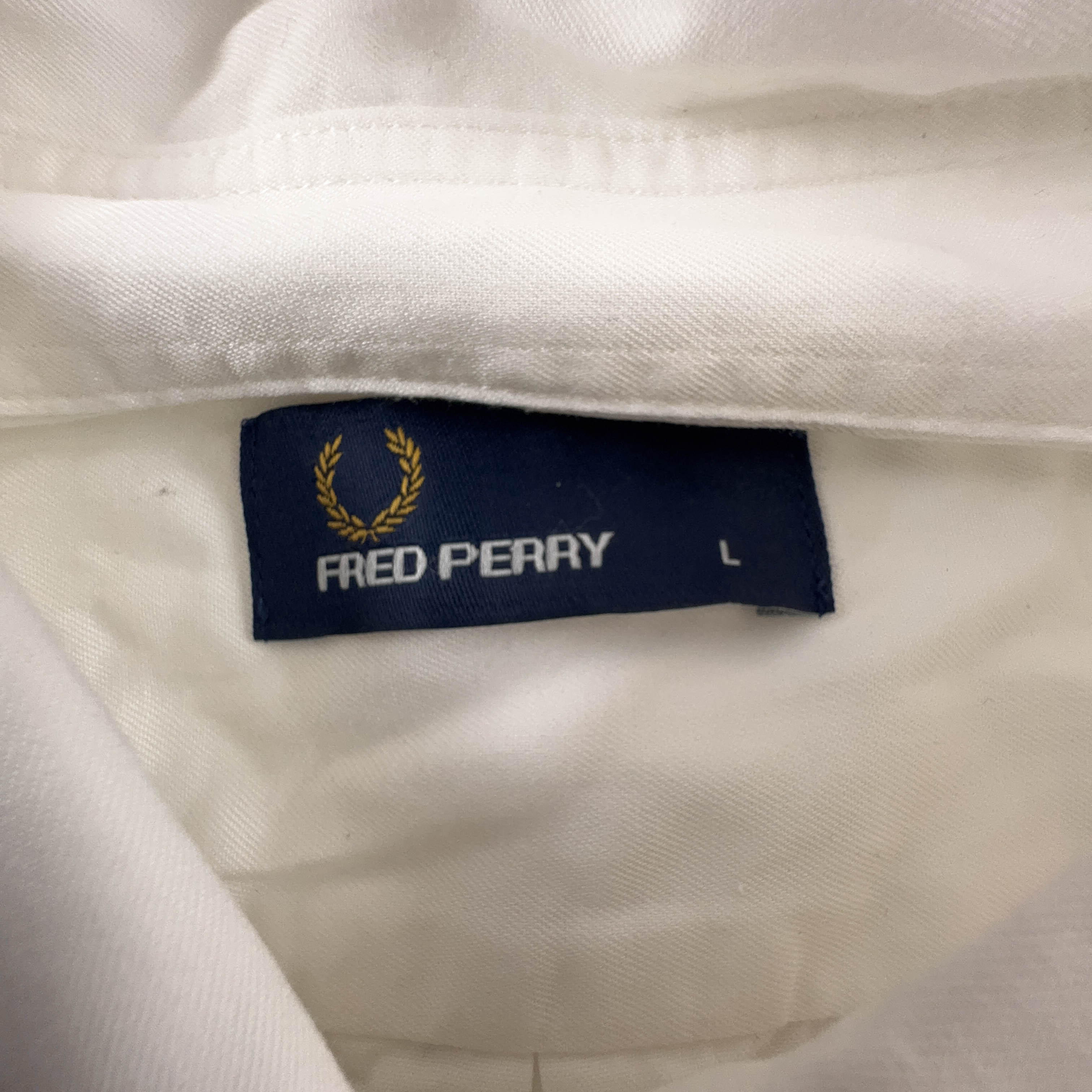 Camicia Fred Perry bianca a tinta unita - Taglia M/L uomo