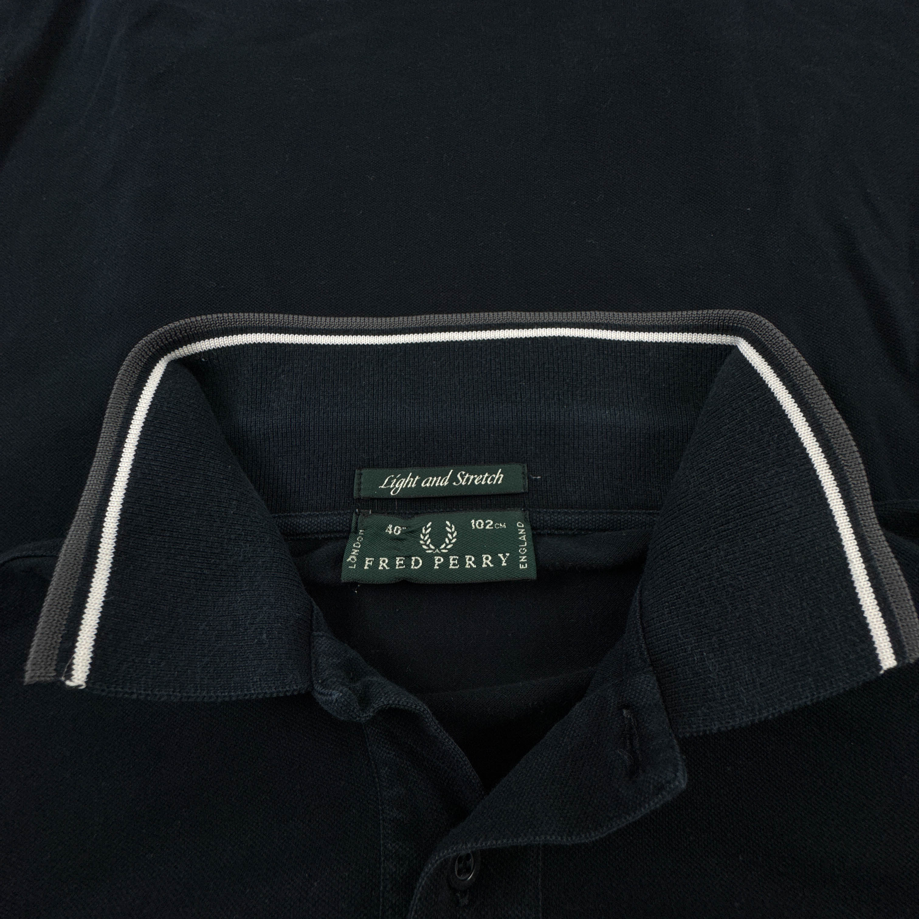 Polo Fred Perry nera in cotone tinta unita manica lunga - Taglia M uomo