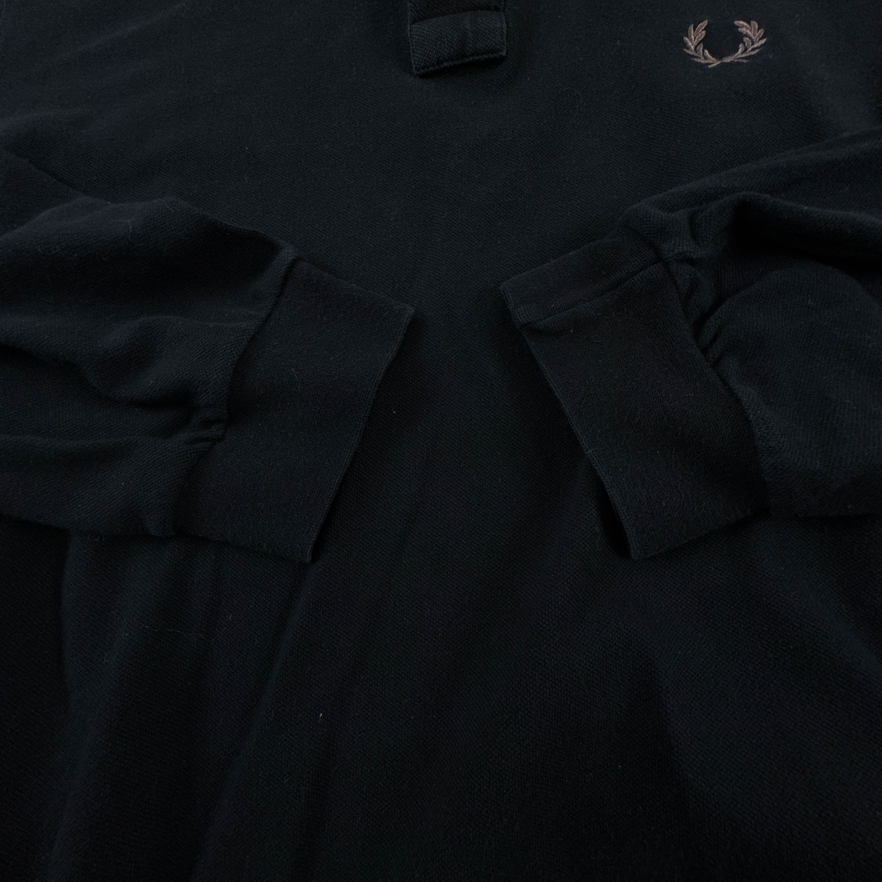 Polo Fred Perry nera in cotone tinta unita manica lunga - Taglia M uomo