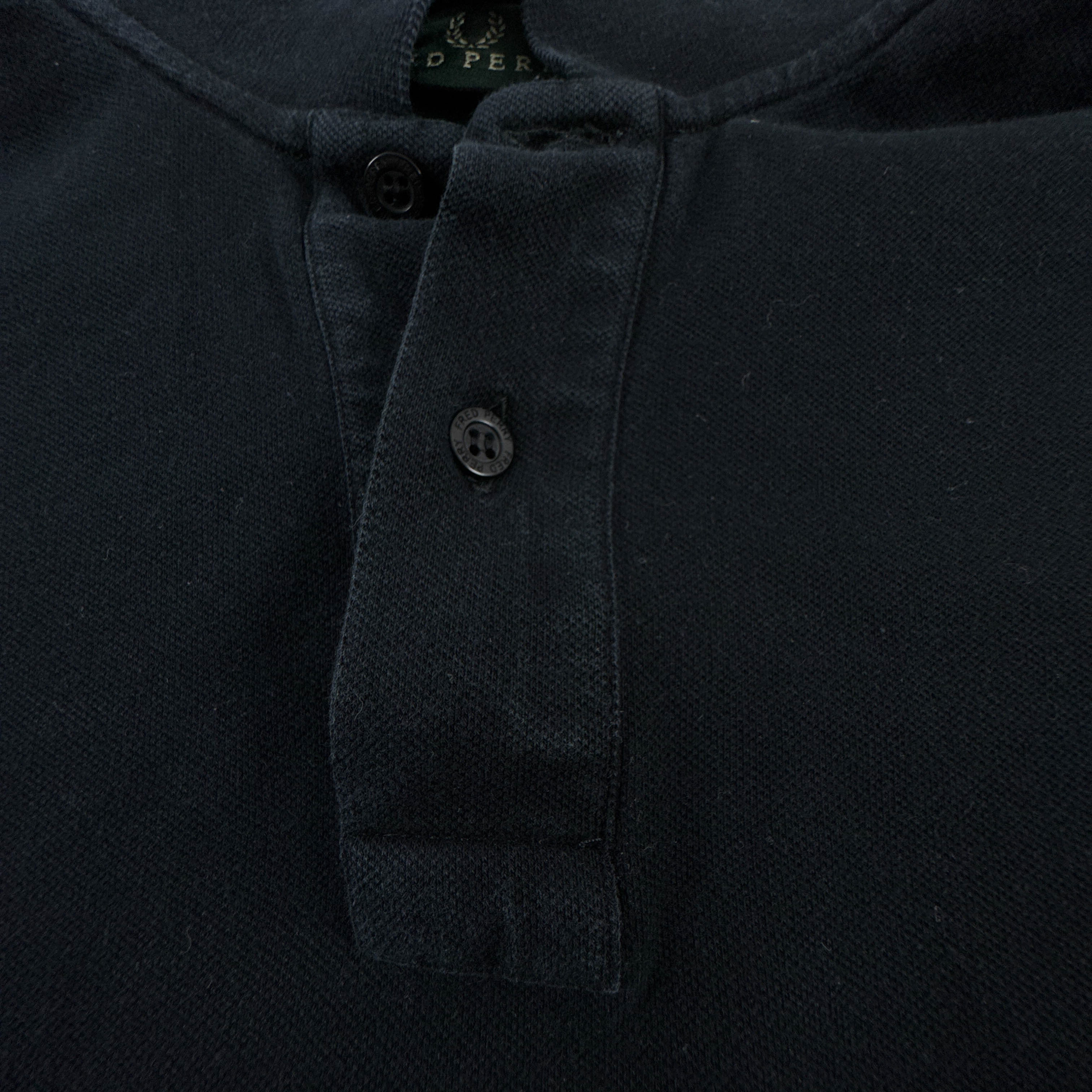 Polo Fred Perry nera in cotone tinta unita manica lunga - Taglia M uomo