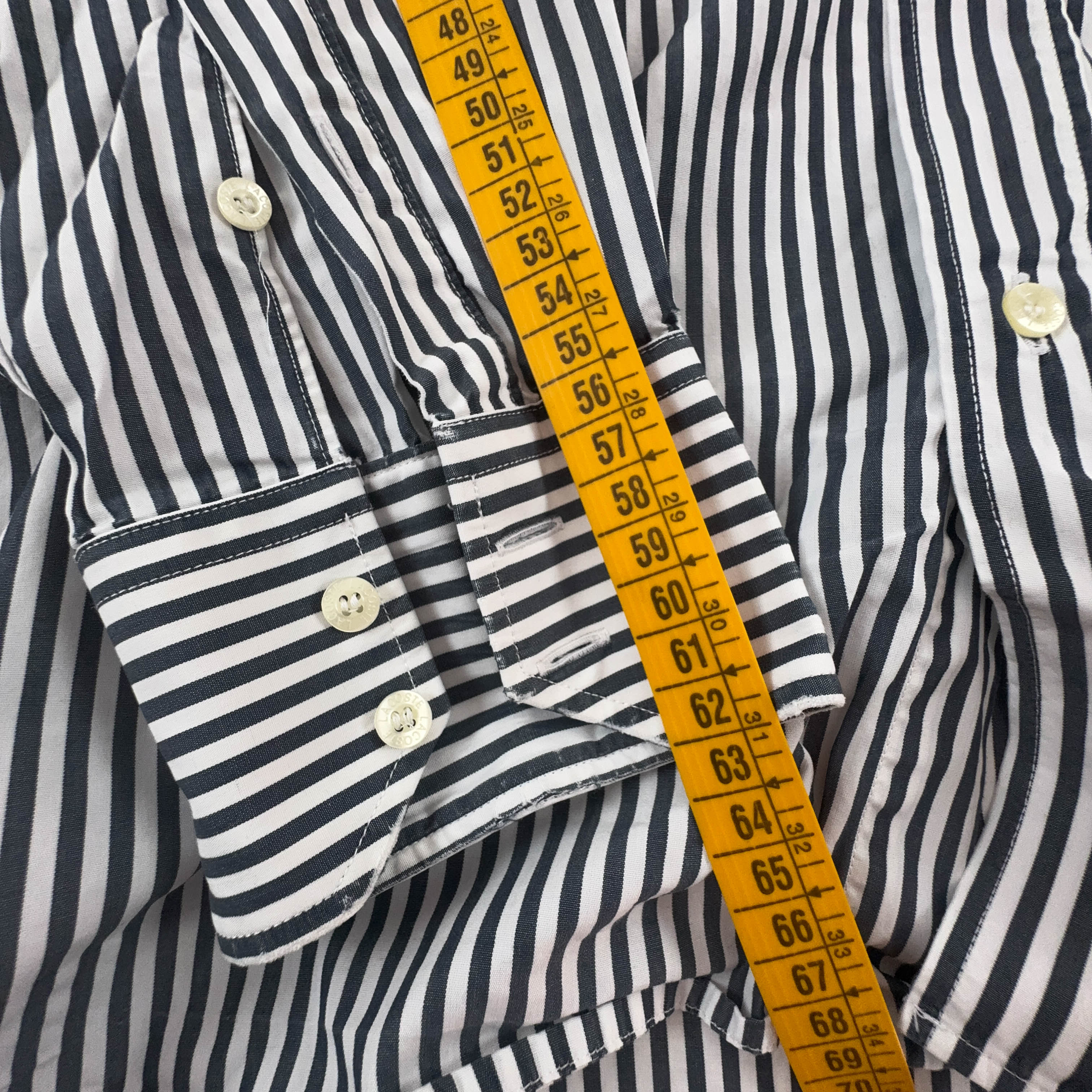 Camicia Lacoste a righe bianca e nera - Taglia 41 uomo