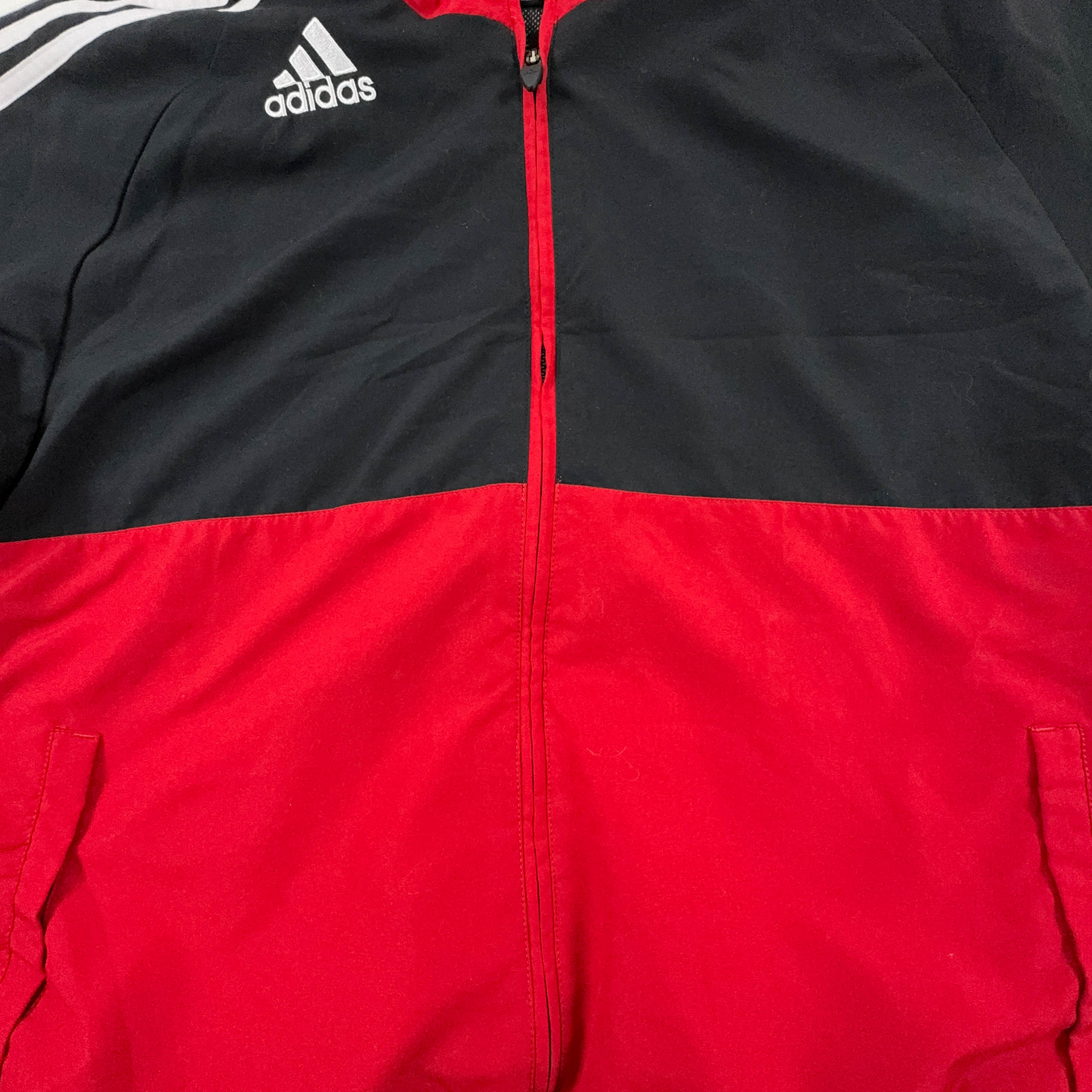 Giacca a vento Adidas Vintage rossa e nera con zip anni 2000 - Taglia D7 F186 uomo