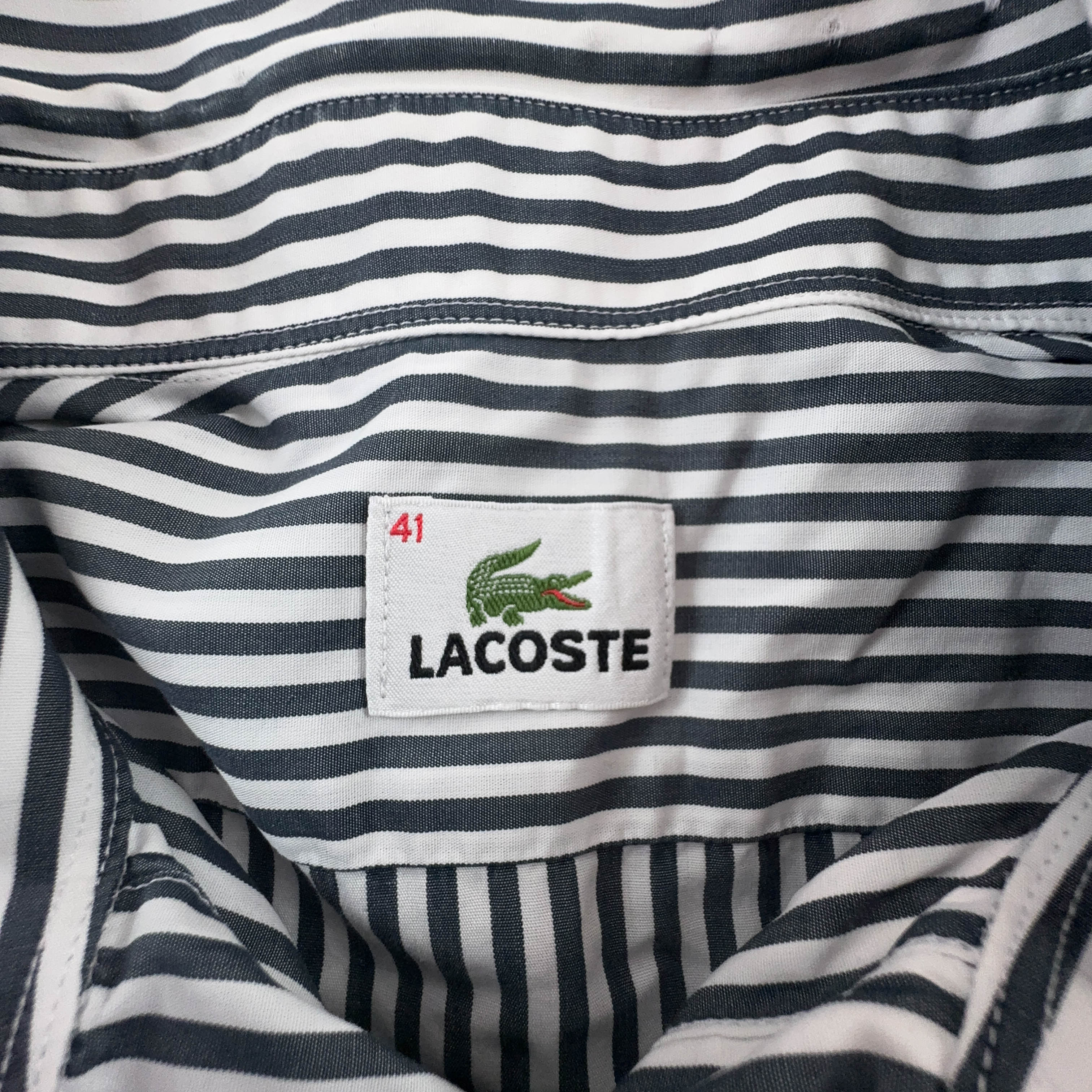 Camicia Lacoste a righe bianca e nera - Taglia 41 uomo