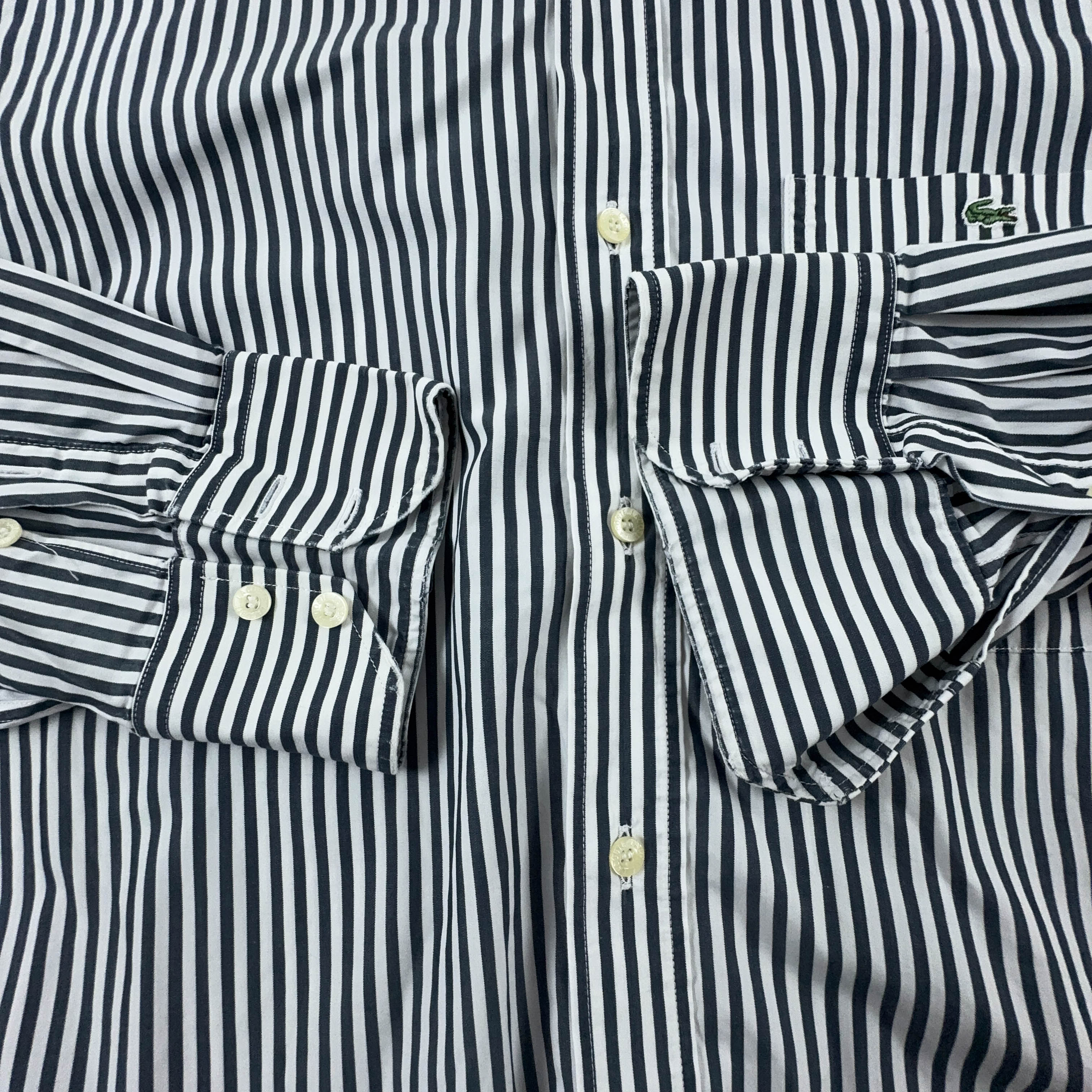 Camicia Lacoste a righe bianca e nera - Taglia 41 uomo