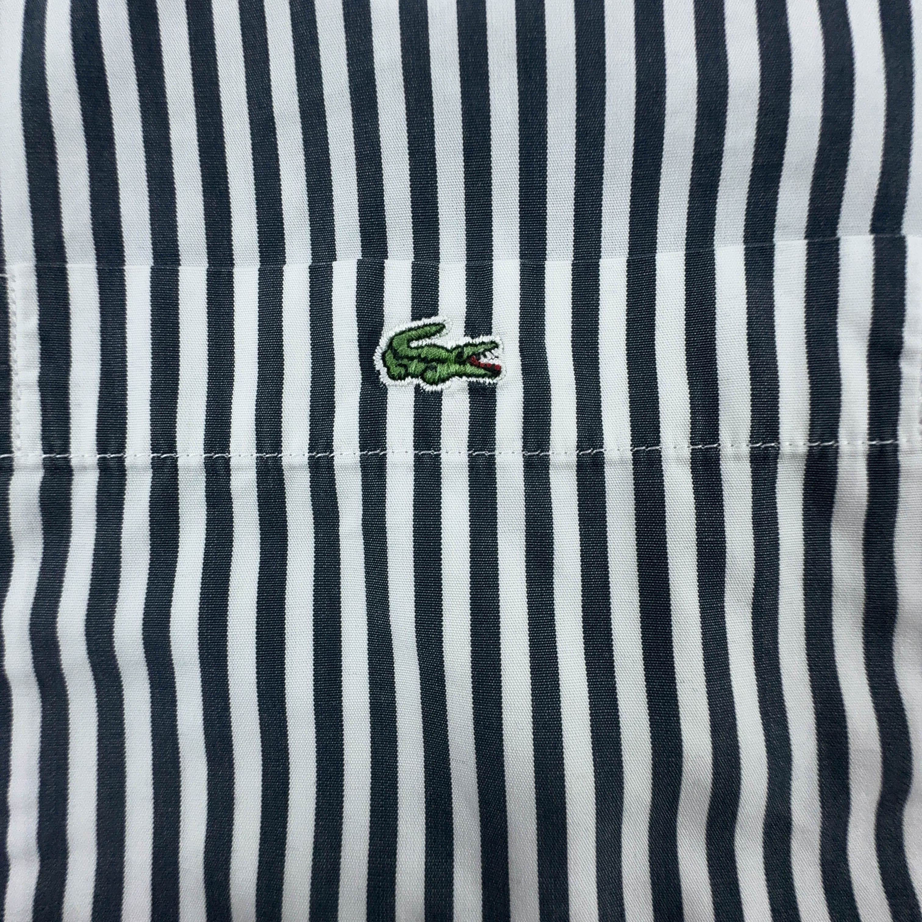 Camicia Lacoste a righe bianca e nera - Taglia 41 uomo