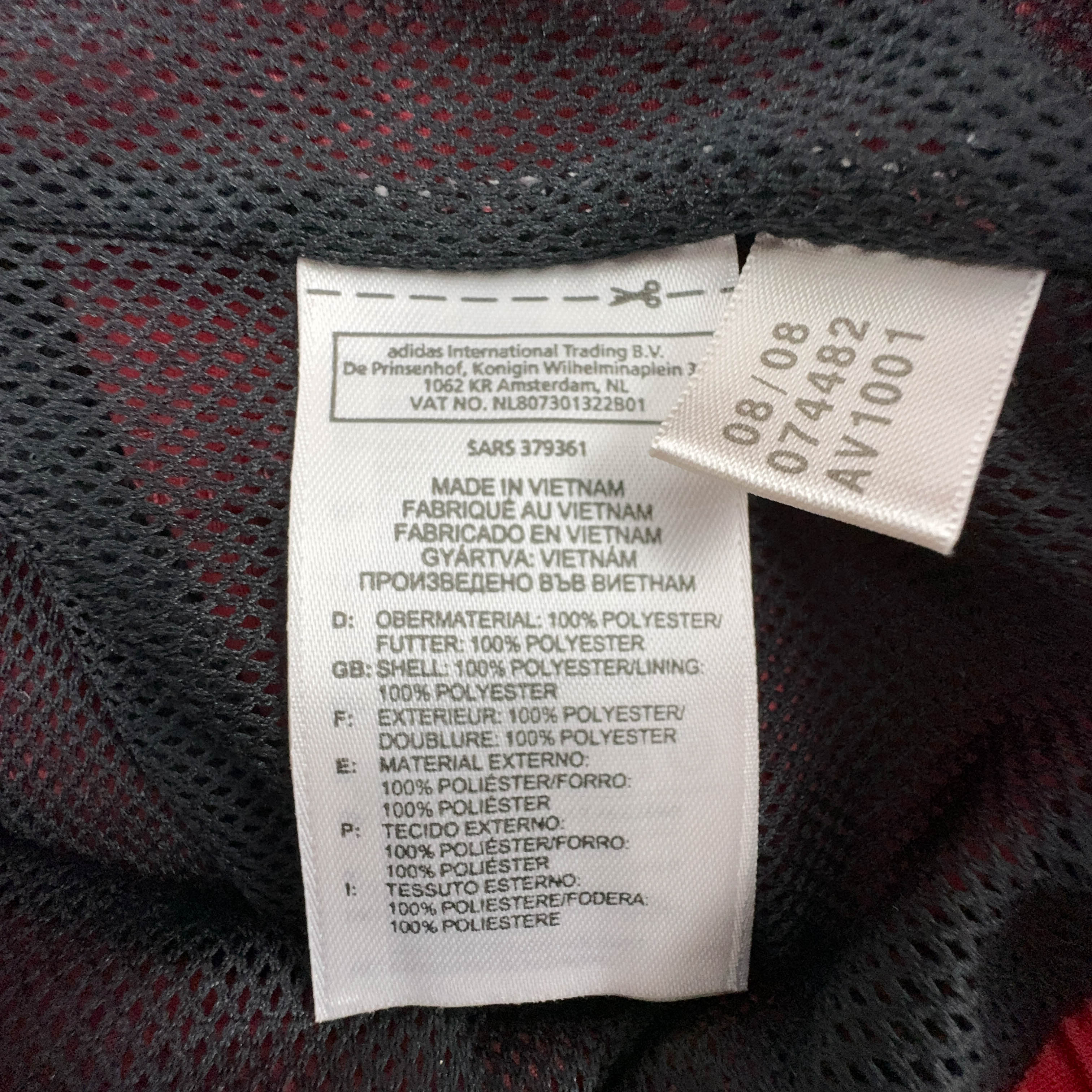 Giacca a vento Adidas Vintage rossa e nera con zip anni 2000 - Taglia D7 F186 uomo