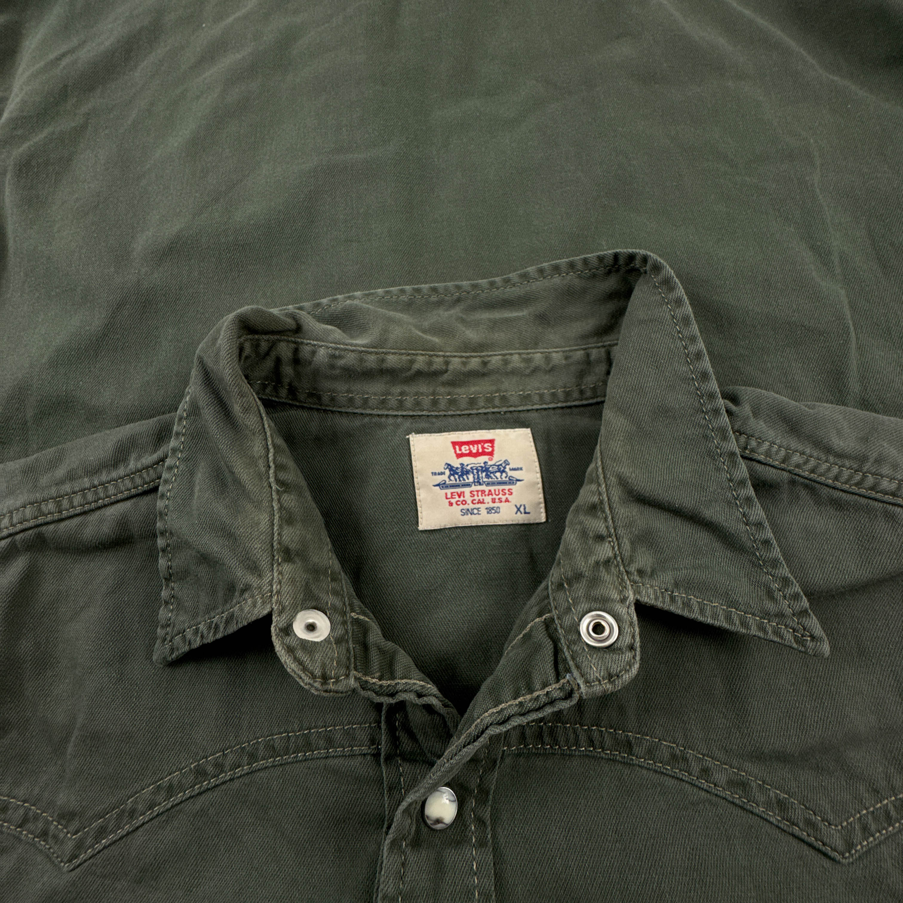 Camicia Levi's Vintage verde scuro in cotone anni 80 90 - Taglia XL uomo