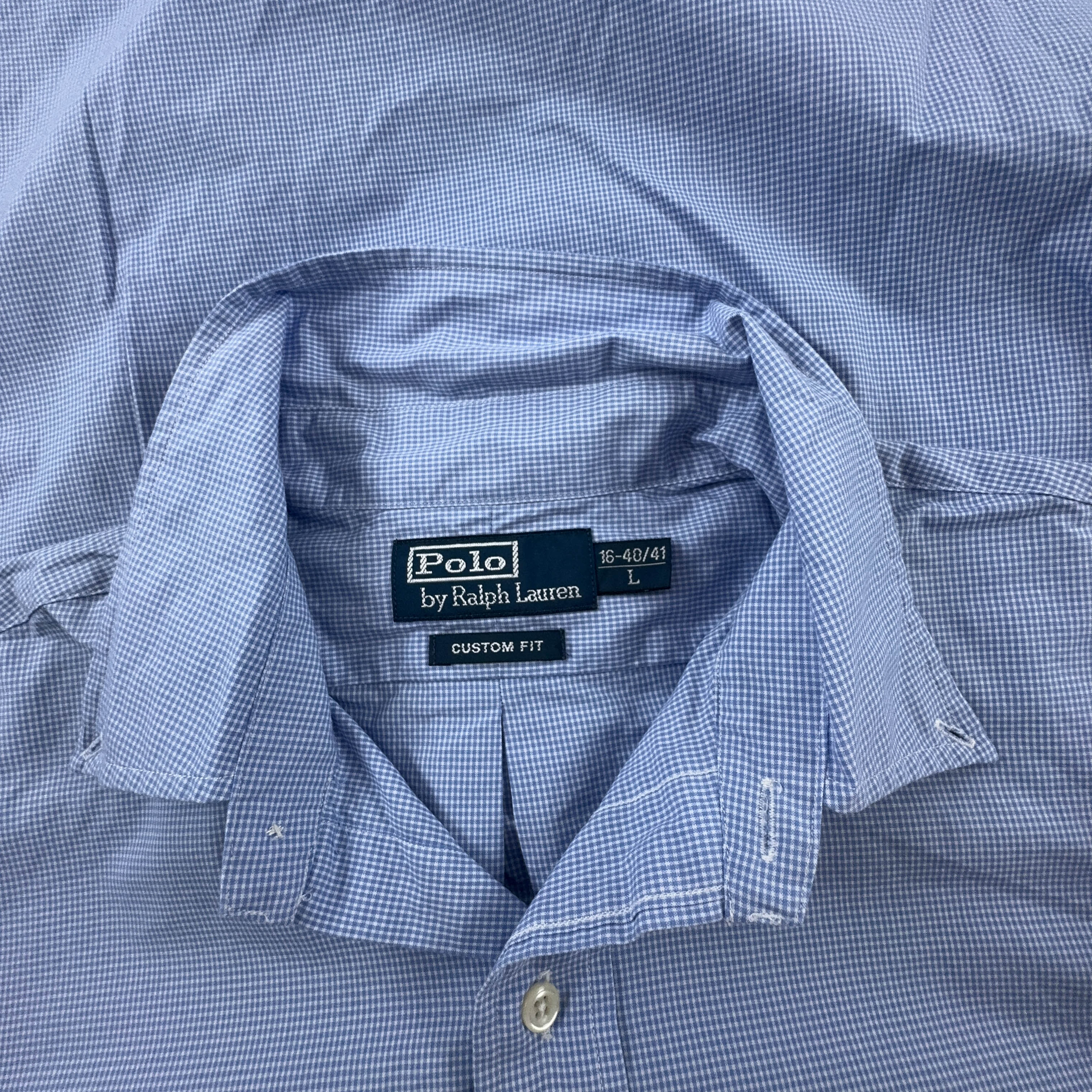 Camicia Ralph Lauren a quadri azzurra e bianca custom fit - Taglia L 40 41 uomo