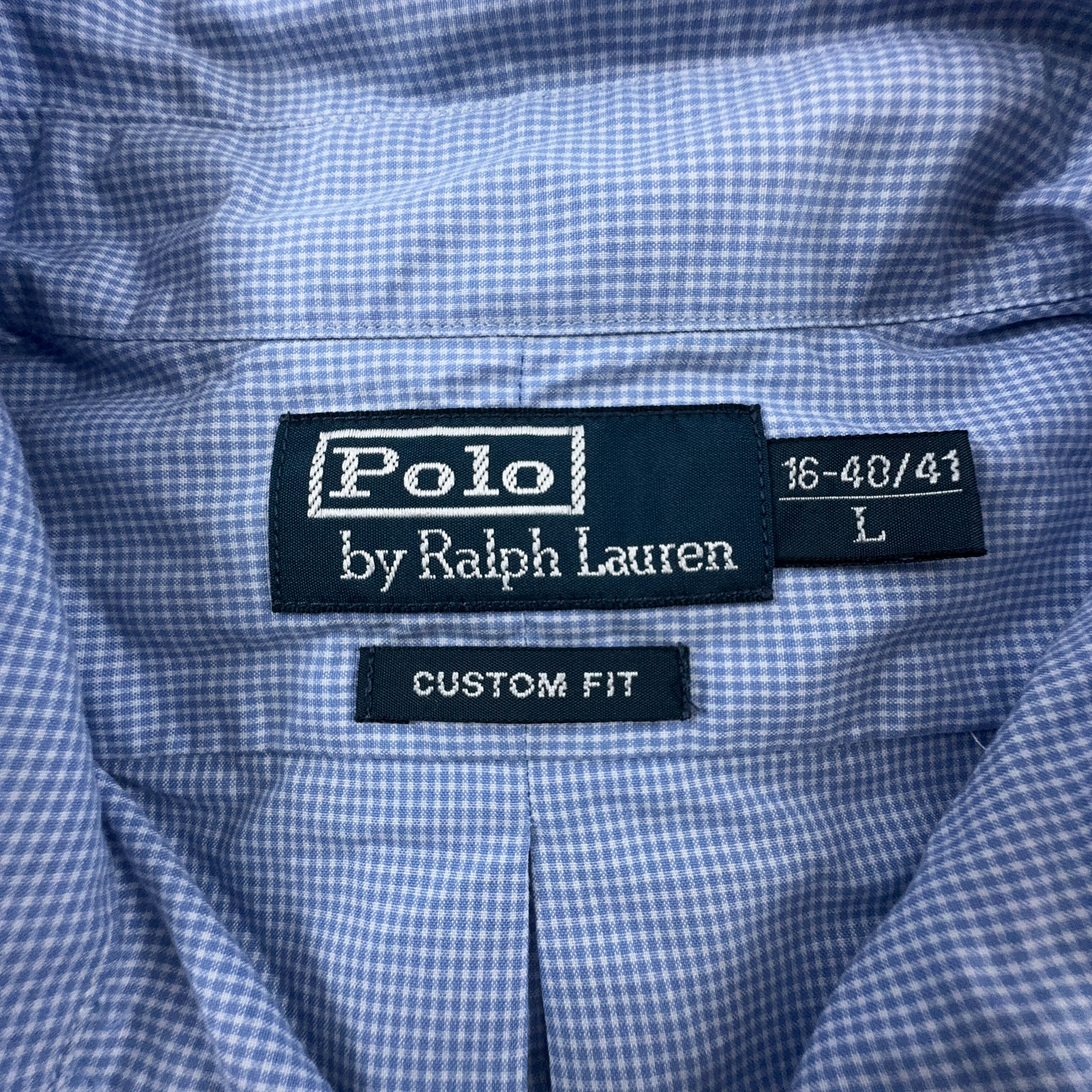 Camicia Ralph Lauren a quadri azzurra e bianca custom fit - Taglia L 40 41 uomo