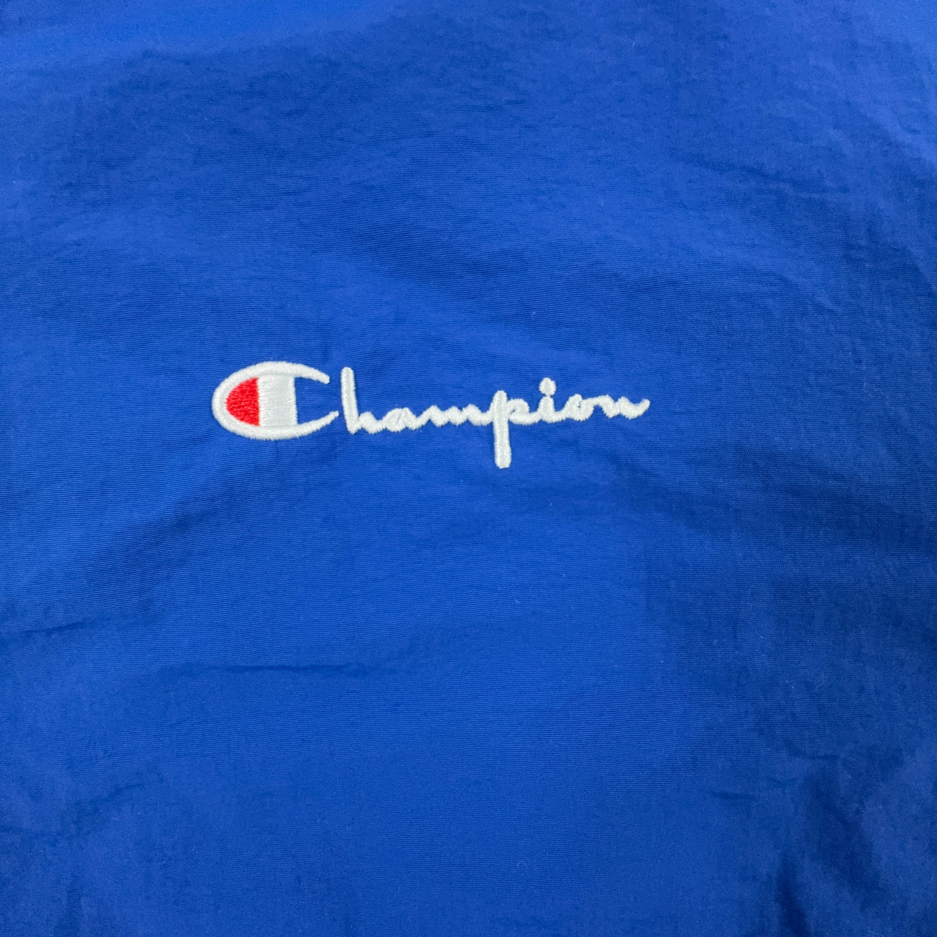 Giacca a vento Champion Vintage blu rossa e bianca anni 90 quarter zip - Taglia XL uomo