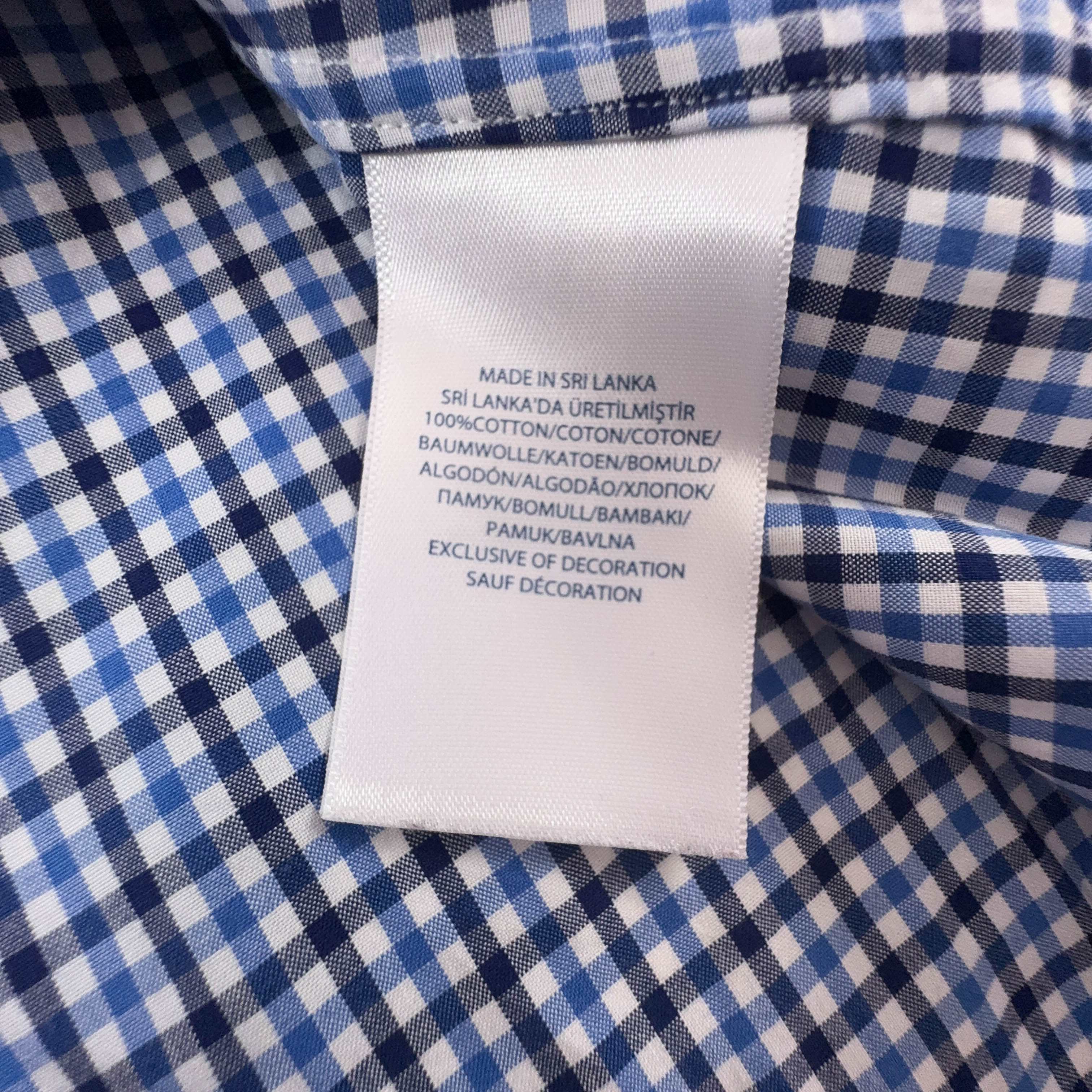 Camicia Ralph Lauren a quadri blu e bianca slim fit in cotone - Taglia M uomo