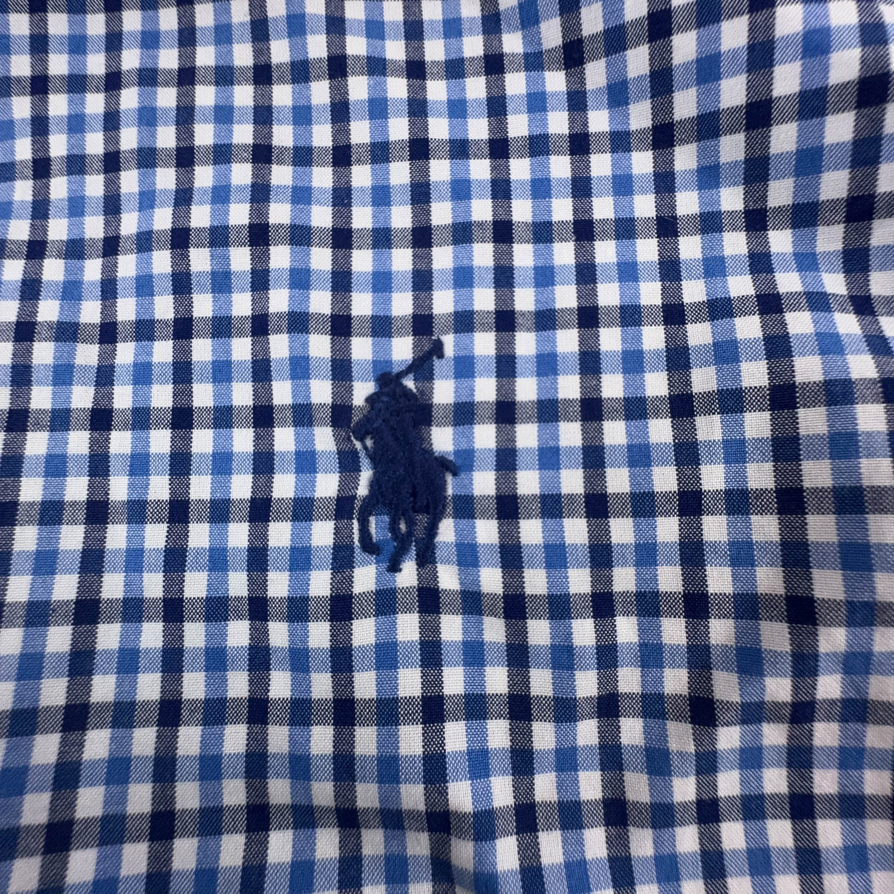 Camicia Ralph Lauren a quadri blu e bianca slim fit in cotone - Taglia M uomo