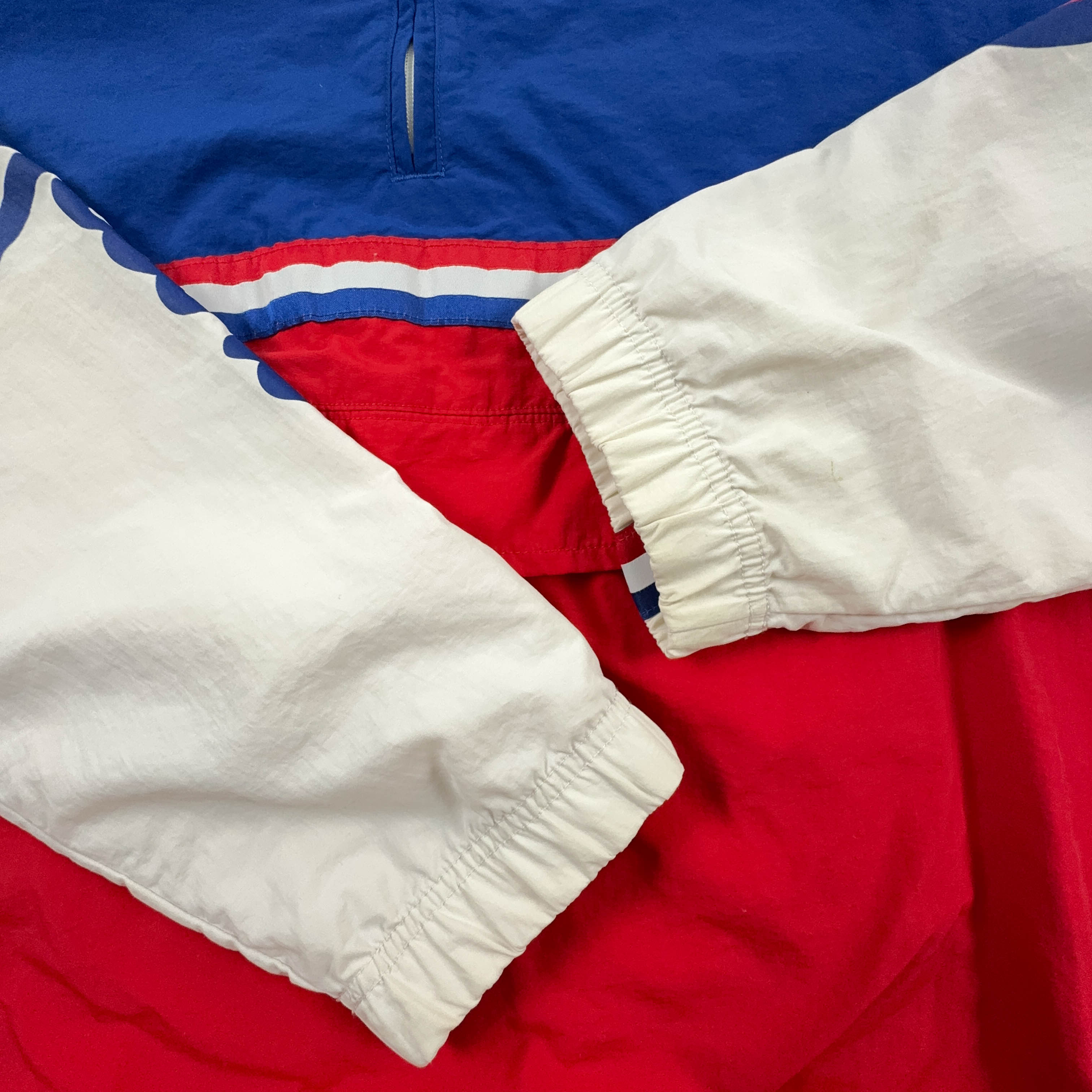 Giacca a vento Champion Vintage blu rossa e bianca anni 90 quarter zip - Taglia XL uomo