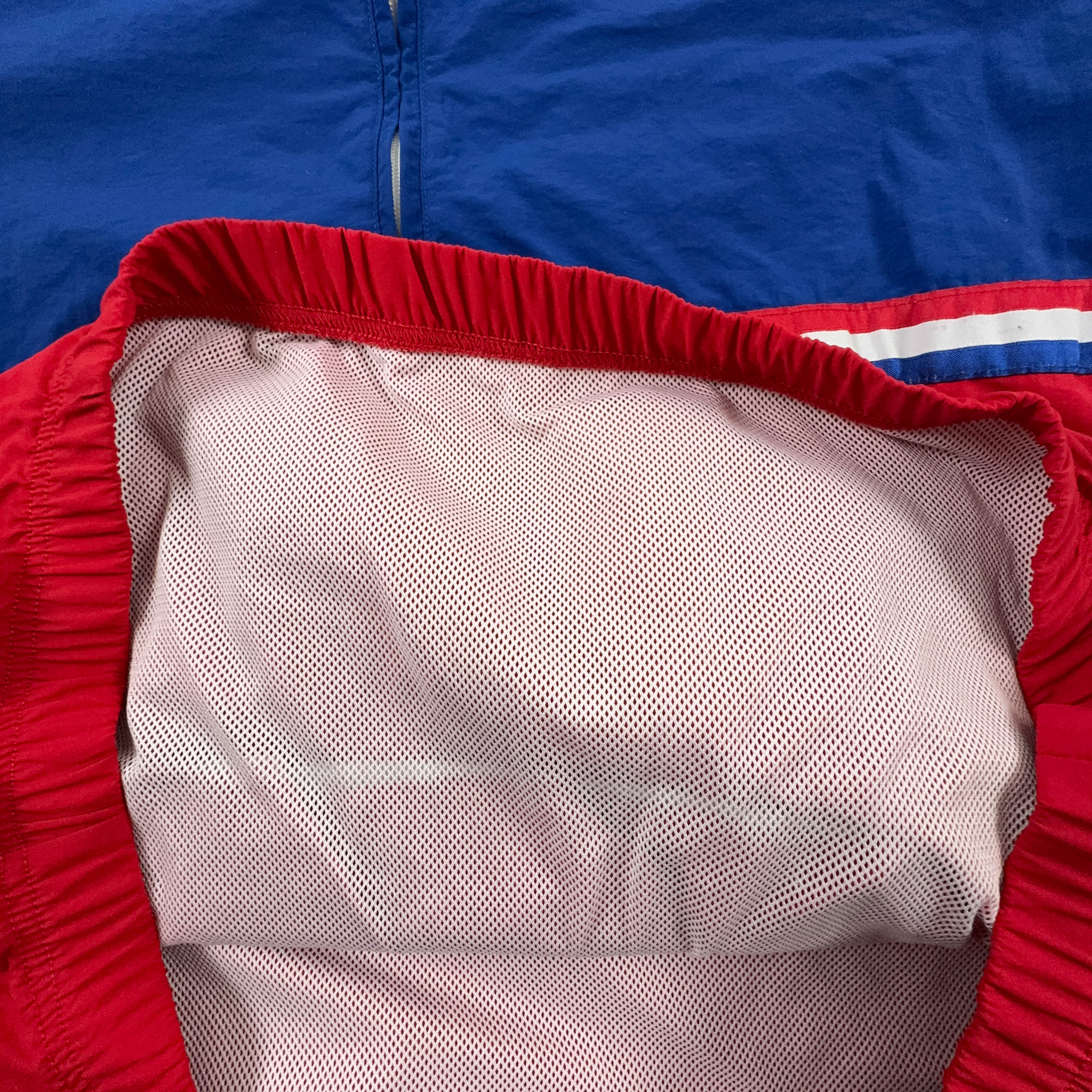 Giacca a vento Champion Vintage blu rossa e bianca anni 90 quarter zip - Taglia XL uomo