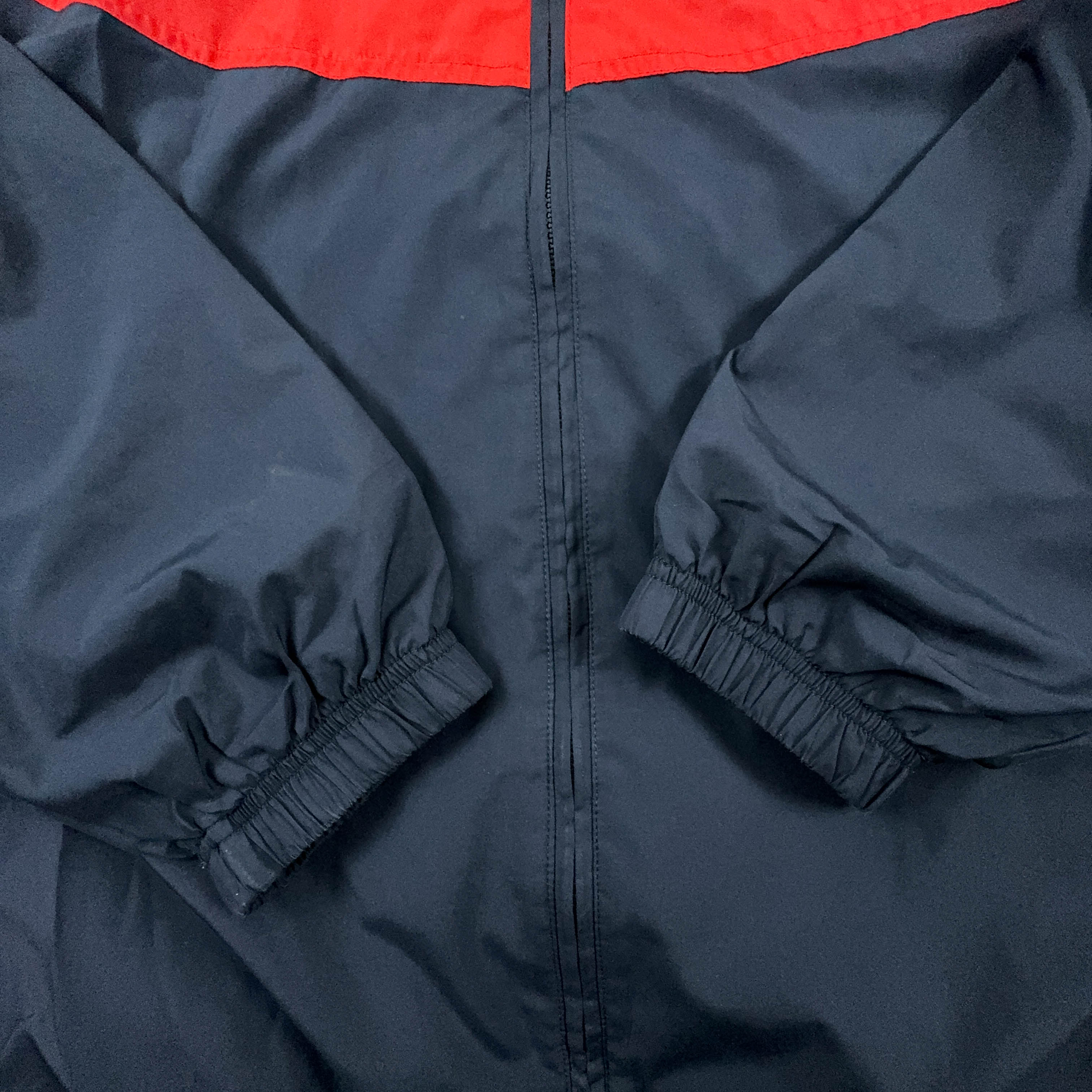 Giacca a vento Adidas Vintage blu e rossa anni 2000 con zip - Taglia L/XL uomo