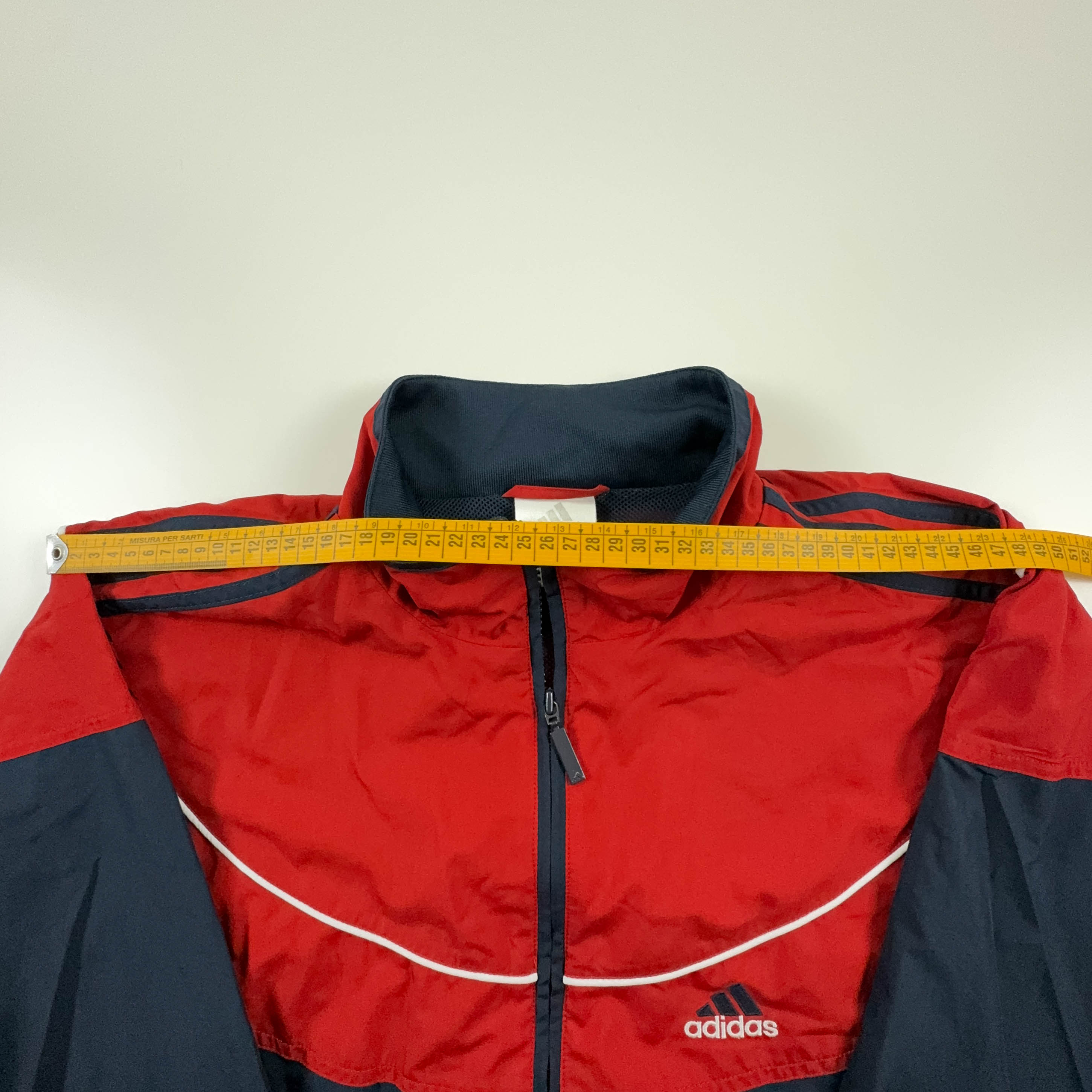 Giacca a vento Adidas Vintage blu e rossa anni 2000 con zip - Taglia L/XL uomo