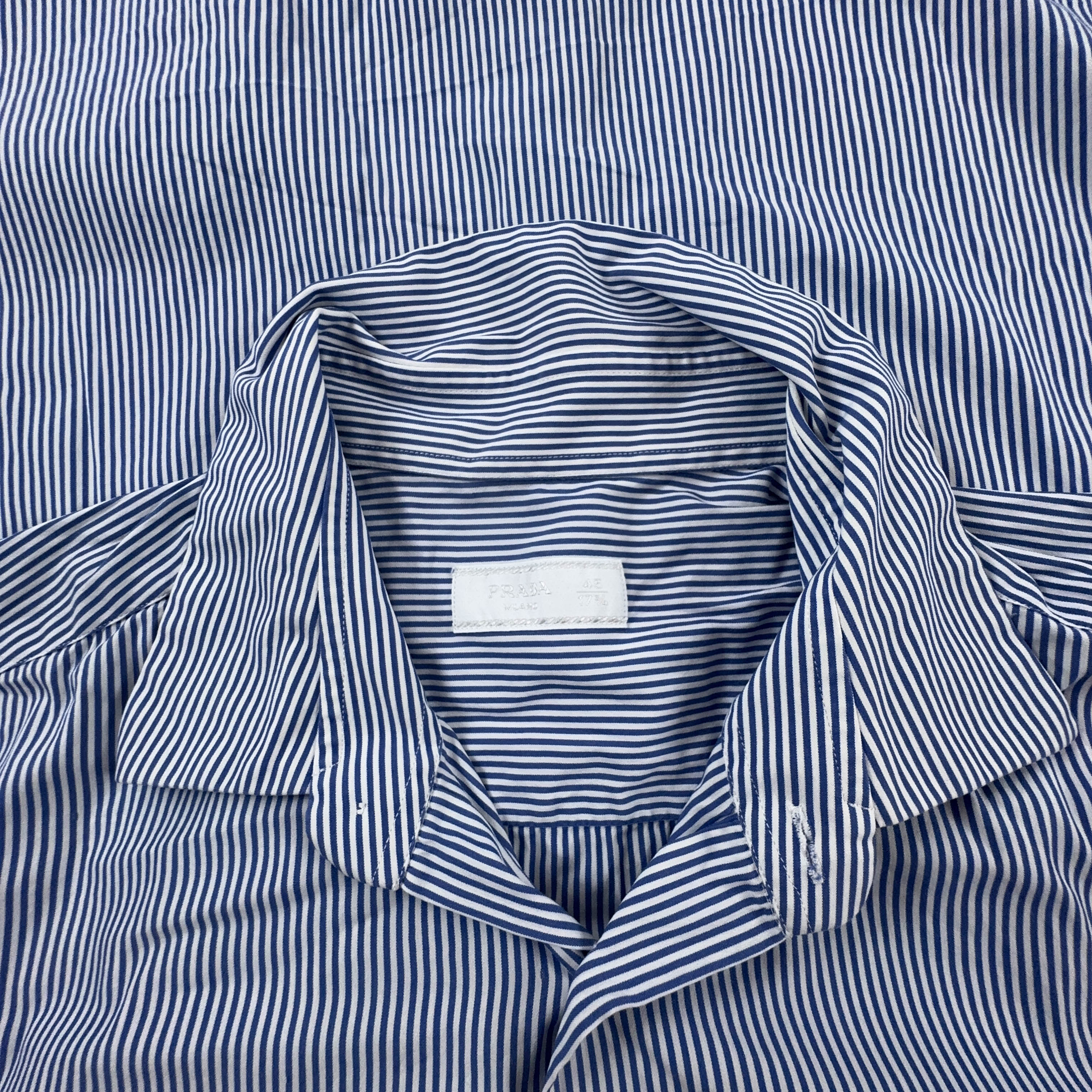 Camicia Prada a righe blu e bianca - Taglia 45 uomo