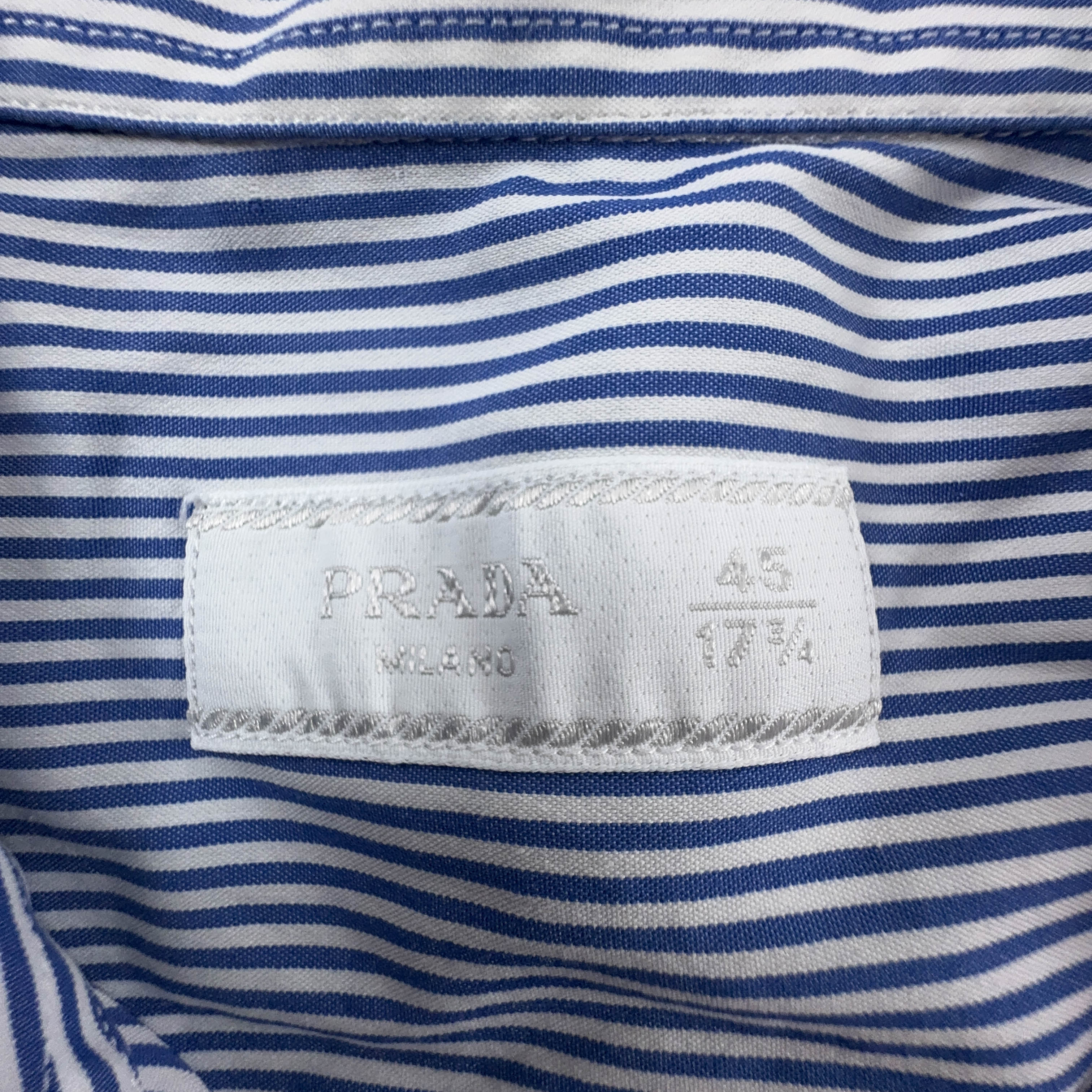 Camicia Prada a righe blu e bianca - Taglia 45 uomo