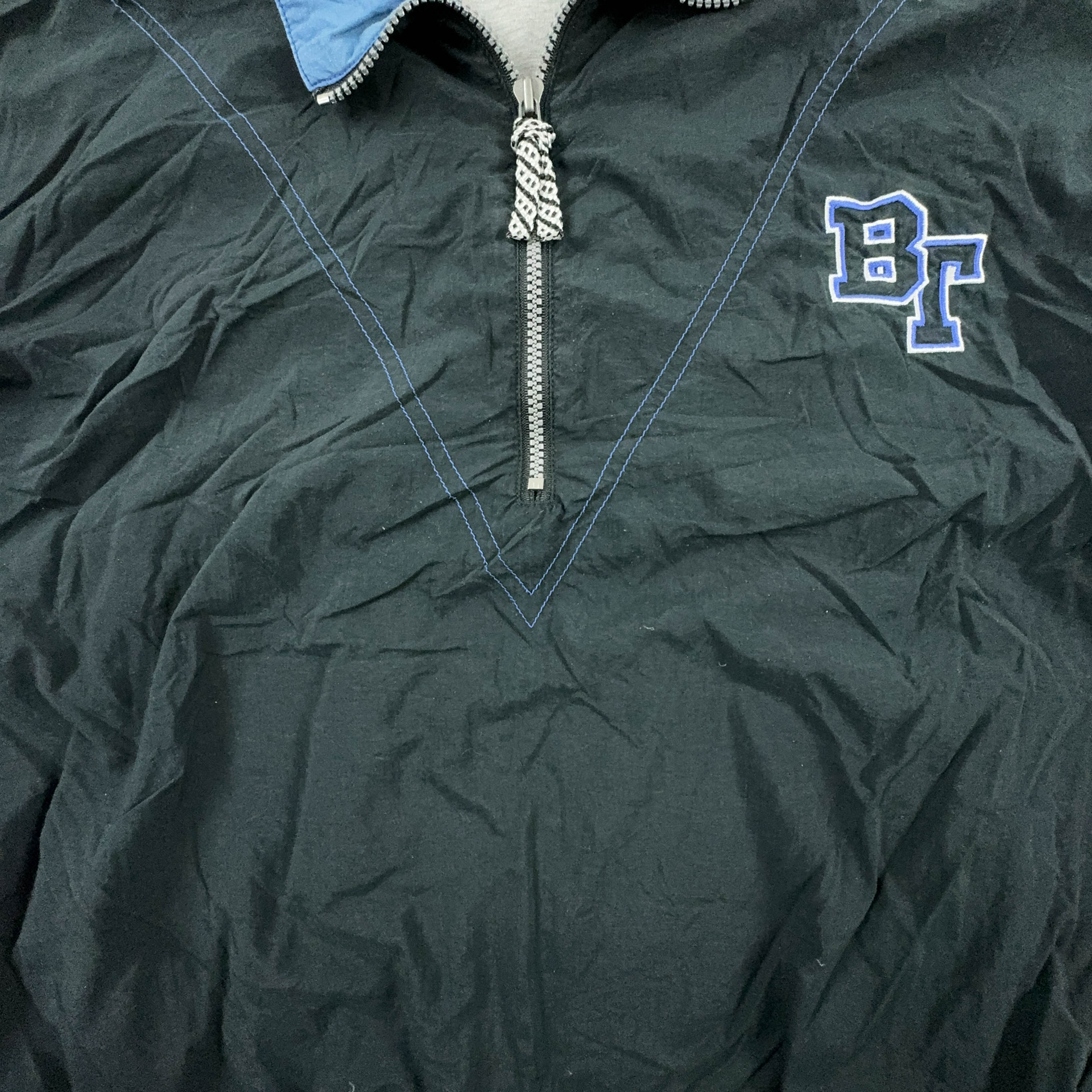 Giacca a vento Vintage Brooklyn Training nera e blu con zip - Taglia M/L uomo