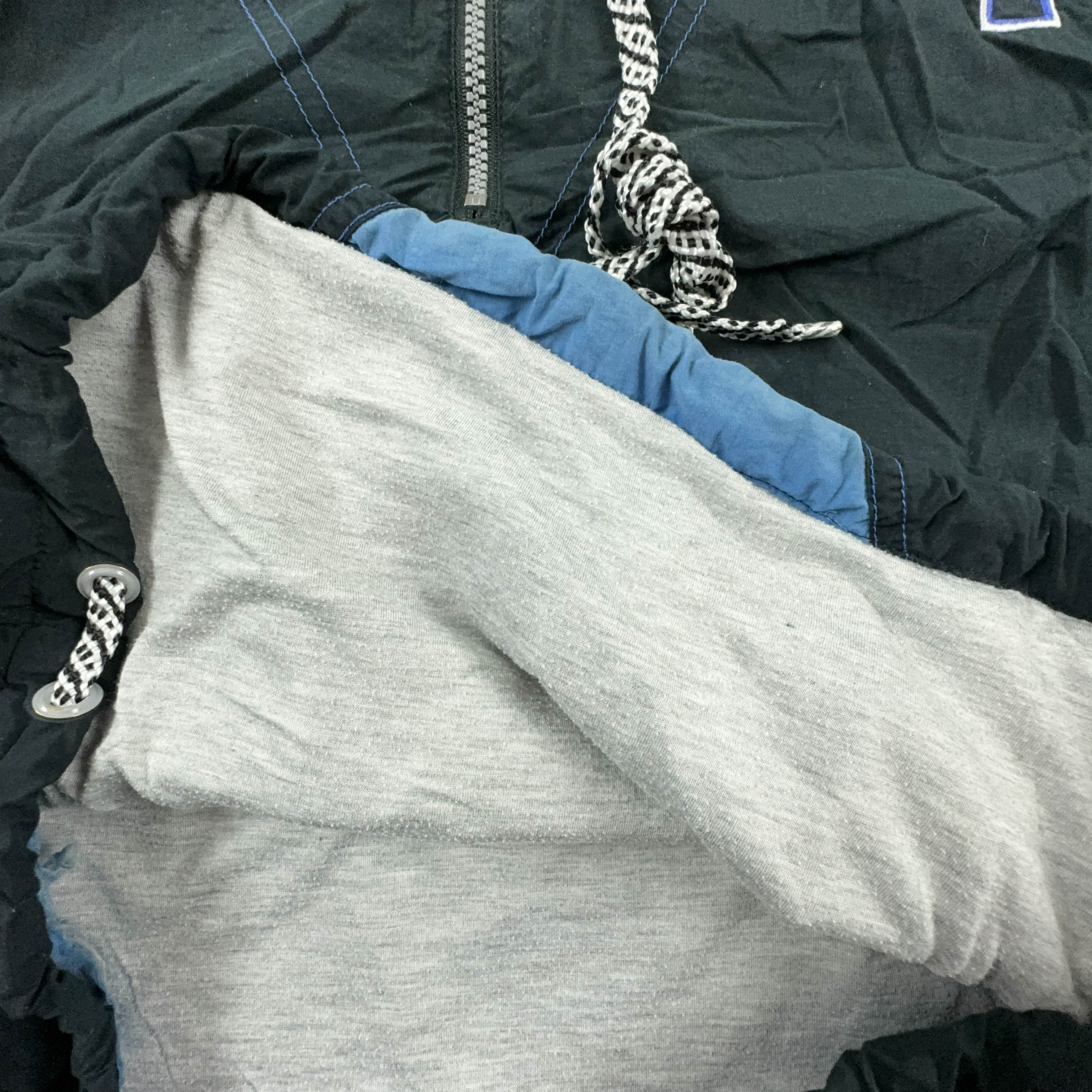 Giacca a vento Vintage Brooklyn Training nera e blu con zip - Taglia M/L uomo