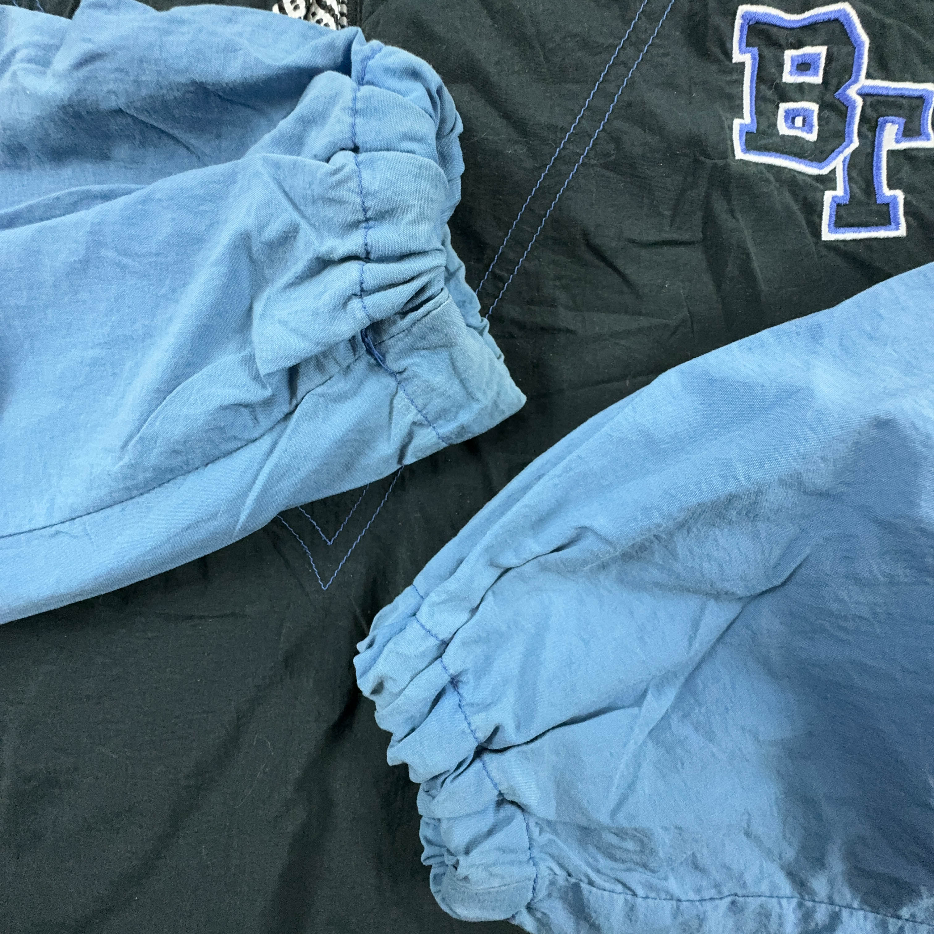 Giacca a vento Vintage Brooklyn Training nera e blu con zip - Taglia M/L uomo