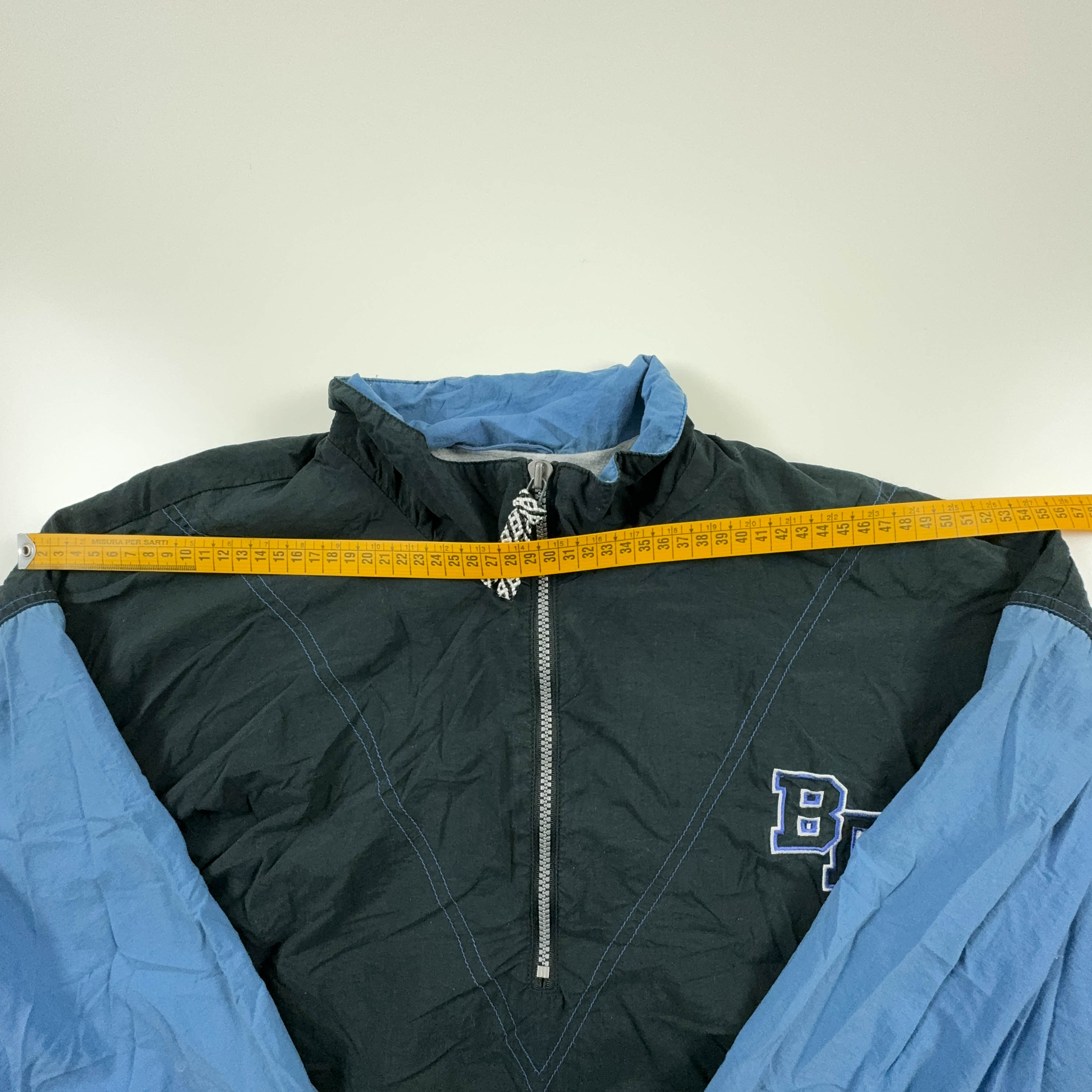 Giacca a vento Vintage Brooklyn Training nera e blu con zip - Taglia M/L uomo