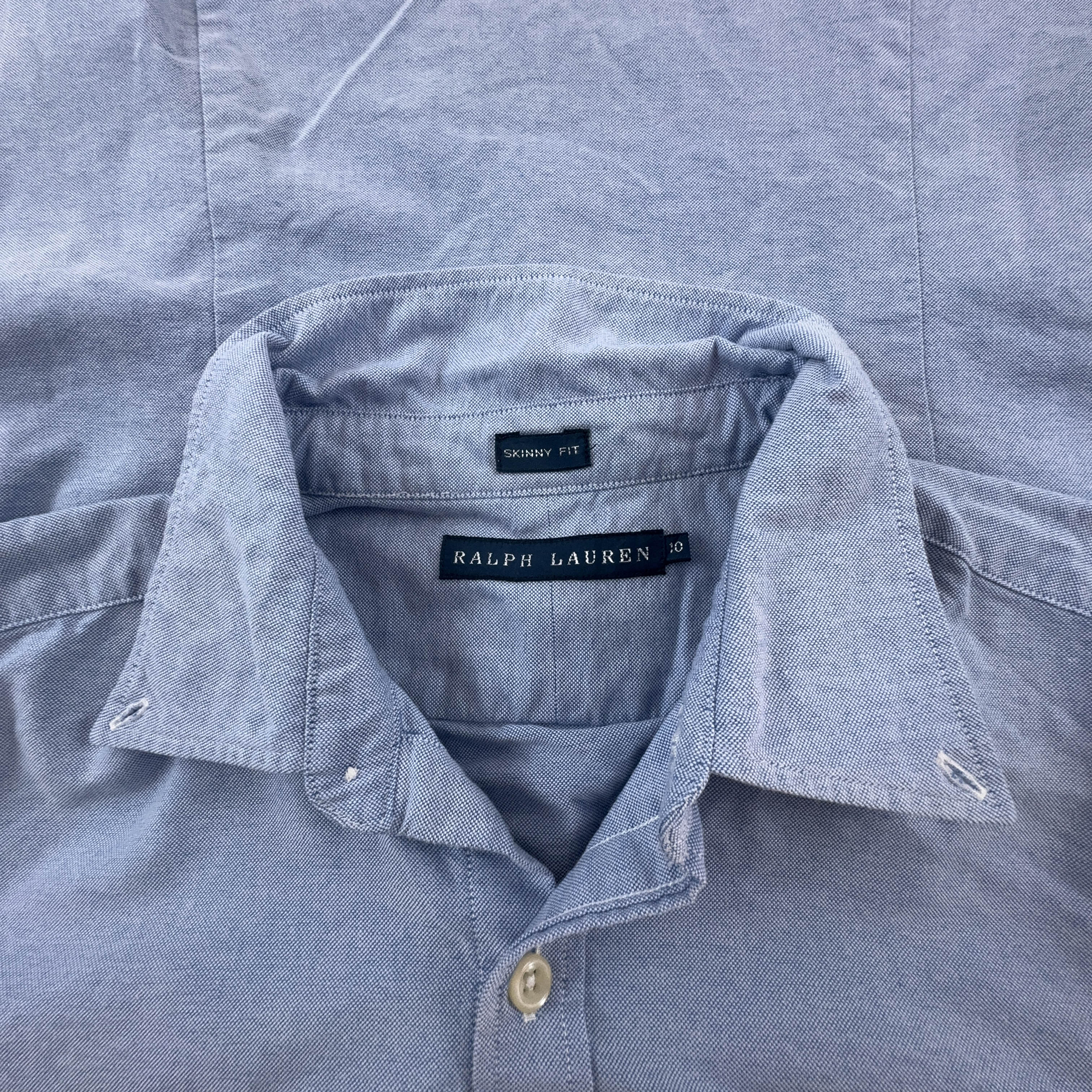 Camicia Ralph Lauren azzurra a tinta unita skinny fit - Taglia 10 uomo