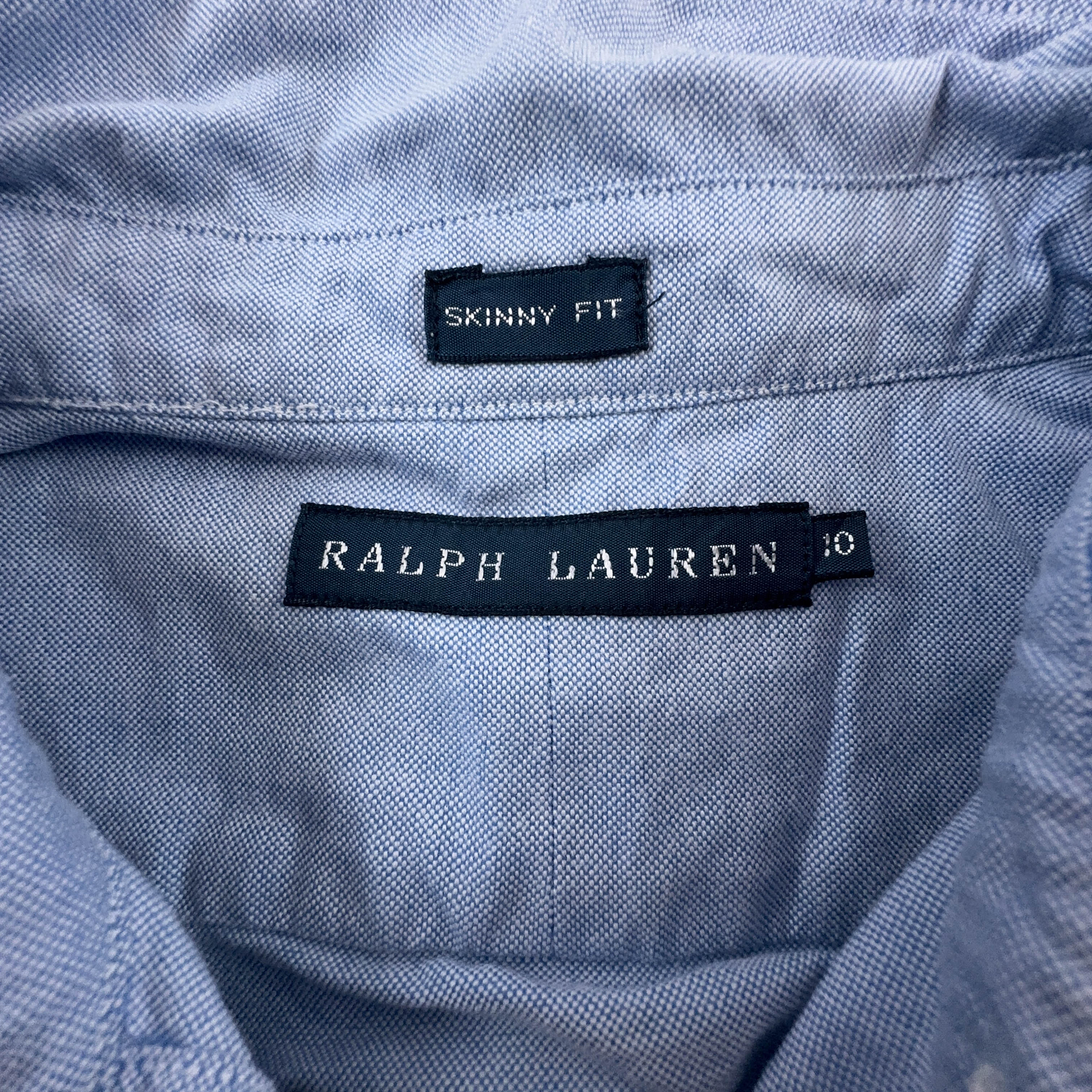 Camicia Ralph Lauren azzurra a tinta unita skinny fit - Taglia 10 uomo