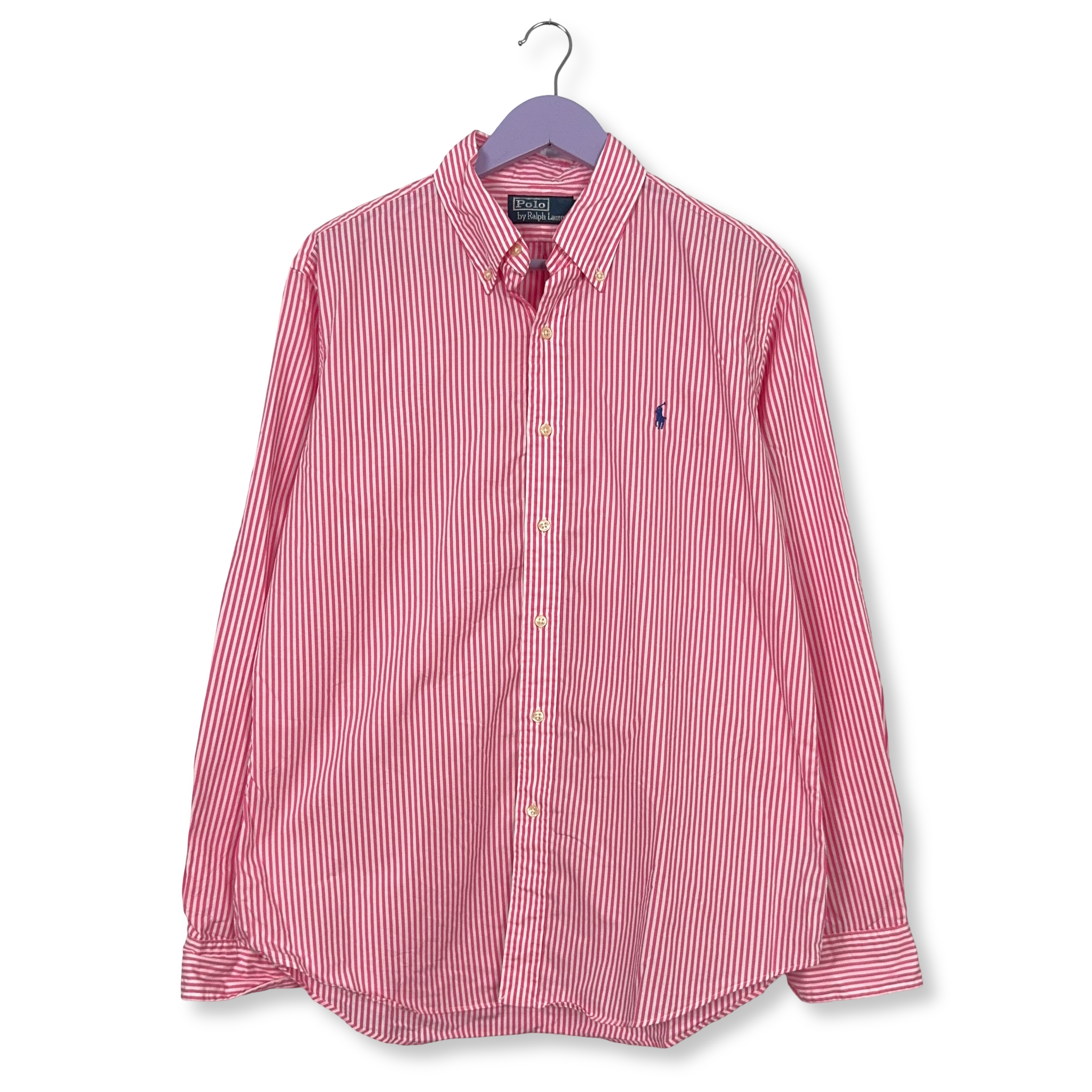 Camicia Ralph Lauren a righe rosa e bianca in cotone - Taglia L/XL uomo