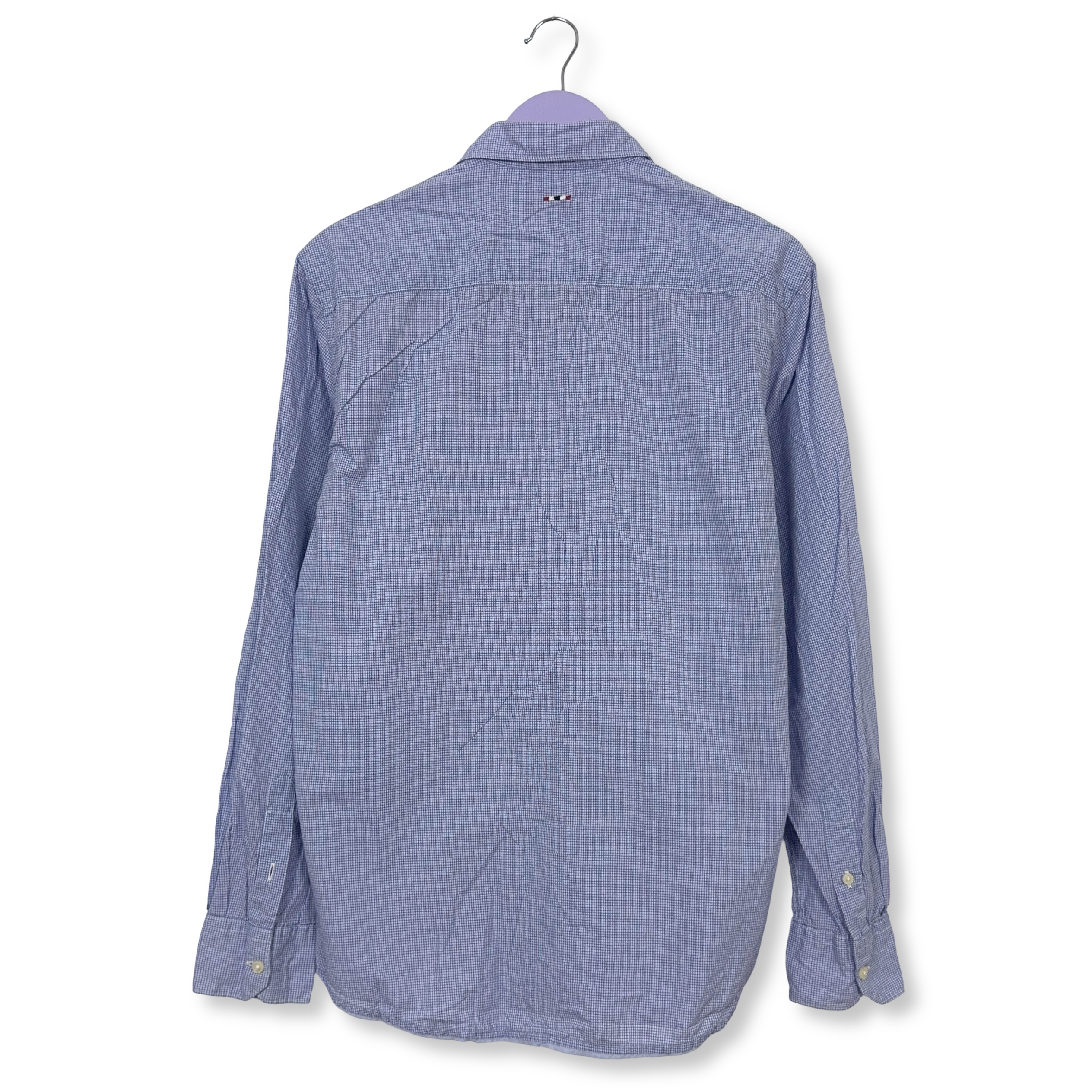 Camicia Napapijri a quadri azzurra e bianca in cotone urban fit - Taglia L uomo