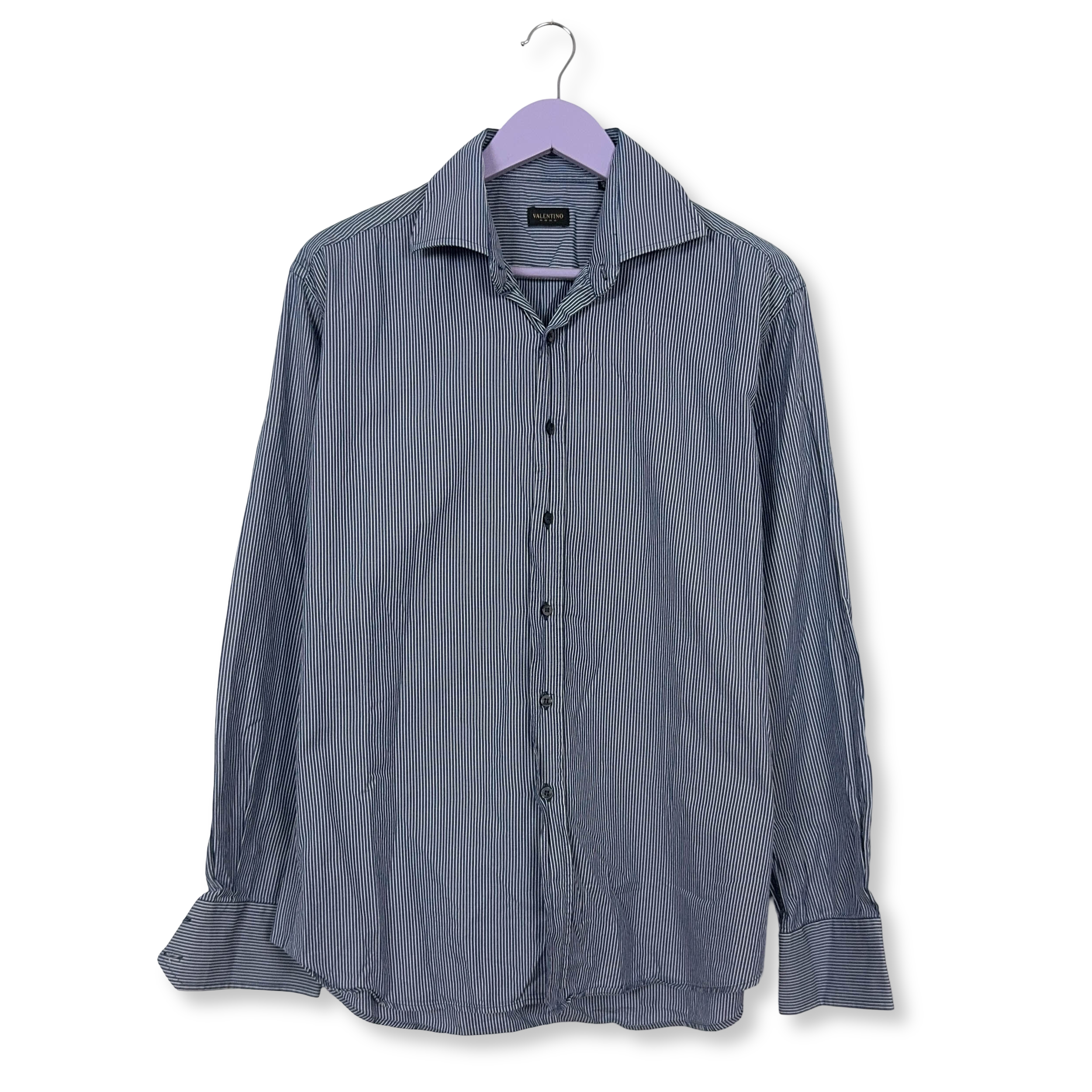 Camicia Valentino a righe blu e bianca - Taglia 16 1/2 - 42 uomo