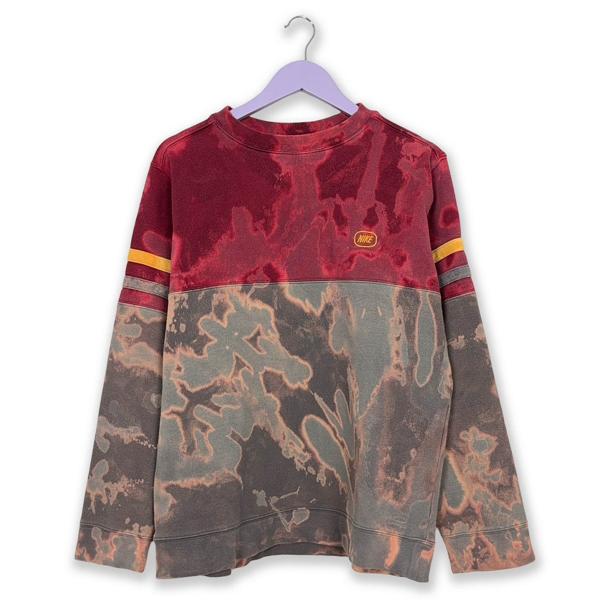 Felpa Nike Vintage Tie Dye rossa e grigia a girocollo anni 2000 - Taglia S/M 173 uomo