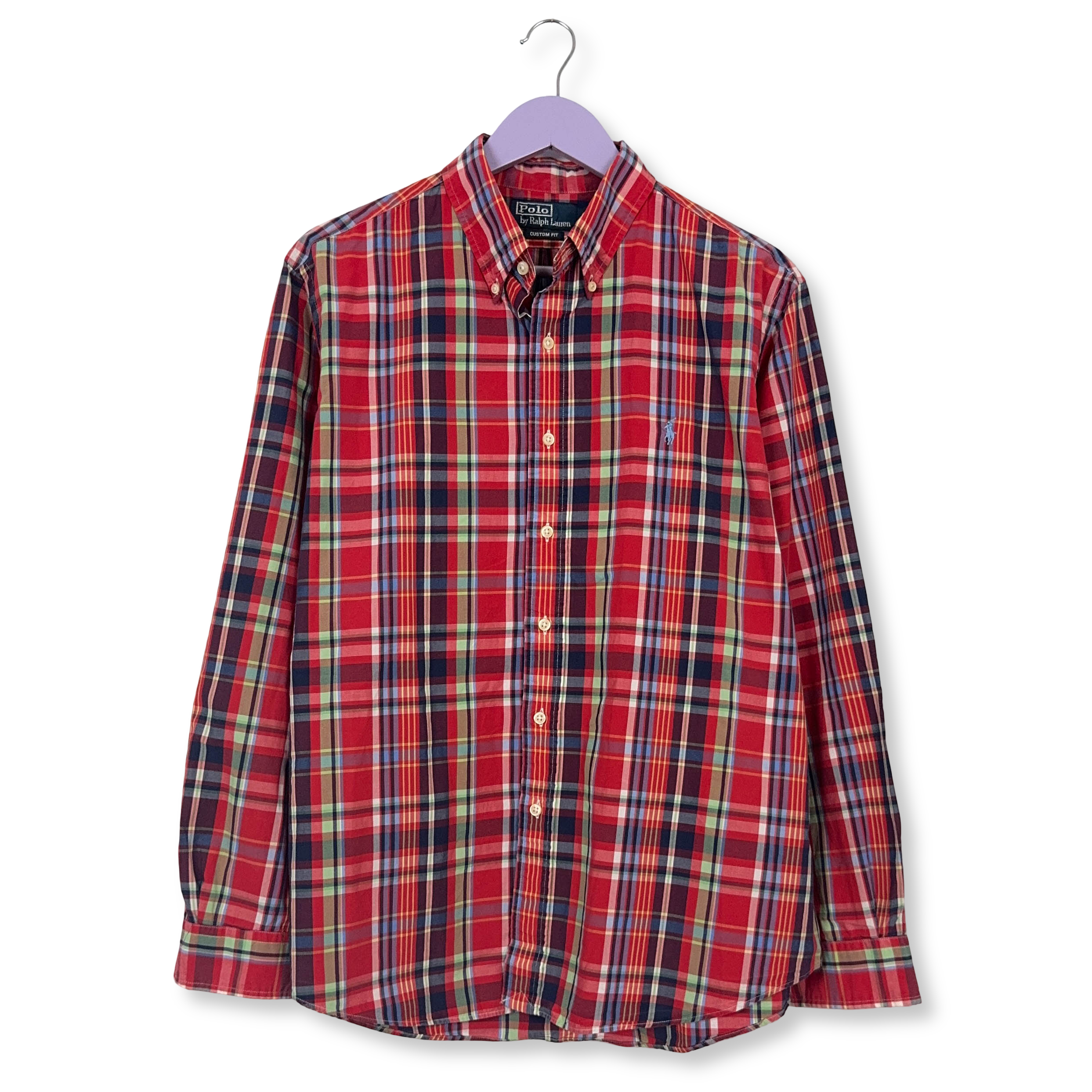 Camicia Ralph Lauren a quadri rossa blu e verde in cotone custom fit - Taglia L/XL uomo