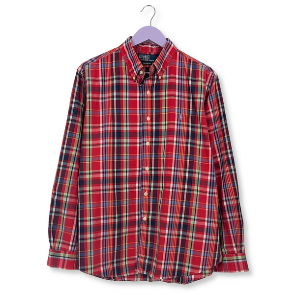 Camicia Ralph Lauren a quadri rossa blu e verde in cotone custom fit - Taglia L/XL uomo