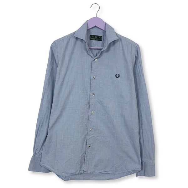 Camicia Fred Perry celeste a tinta unita in cotone - Taglia M uomo