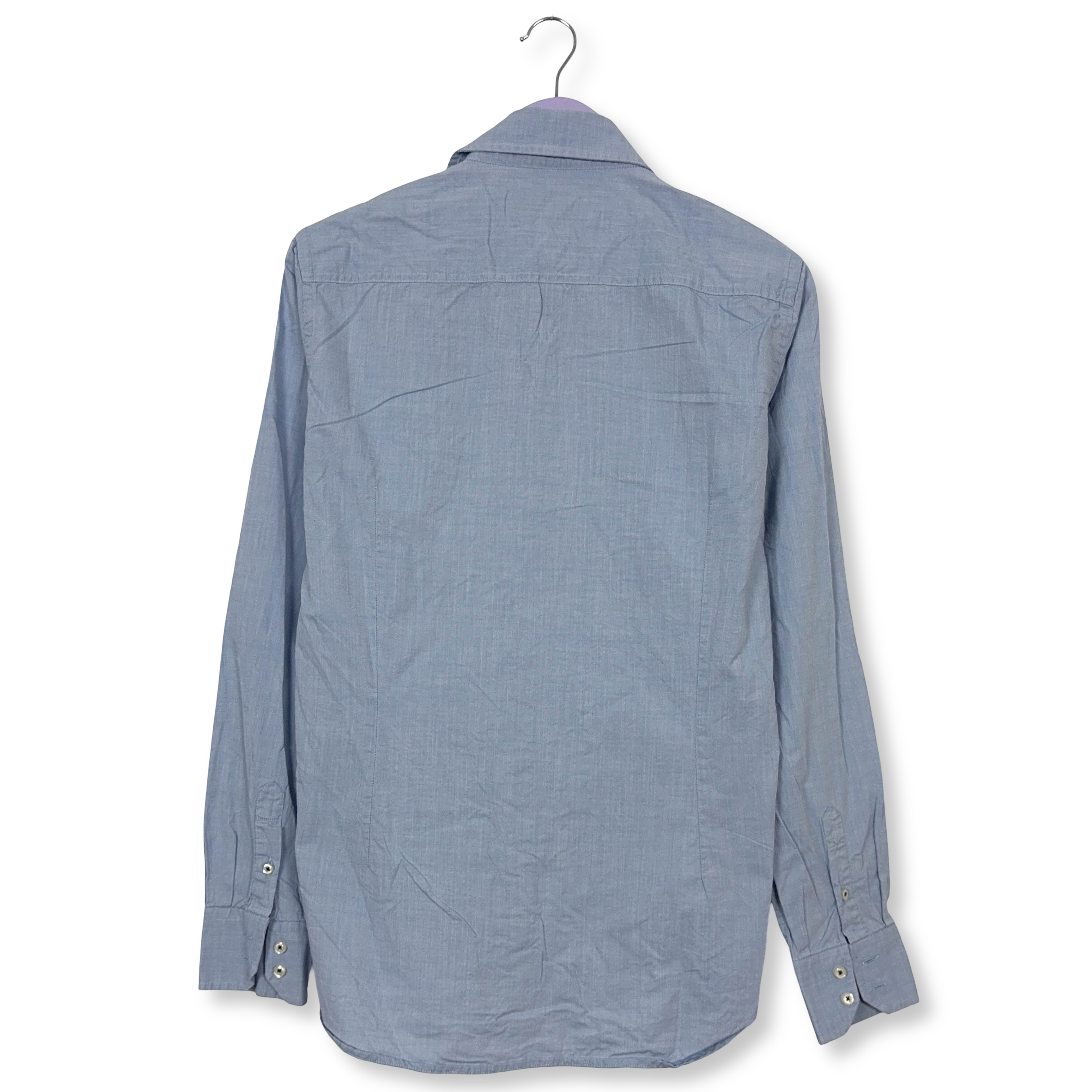 Camicia Fred Perry celeste a tinta unita in cotone - Taglia M uomo