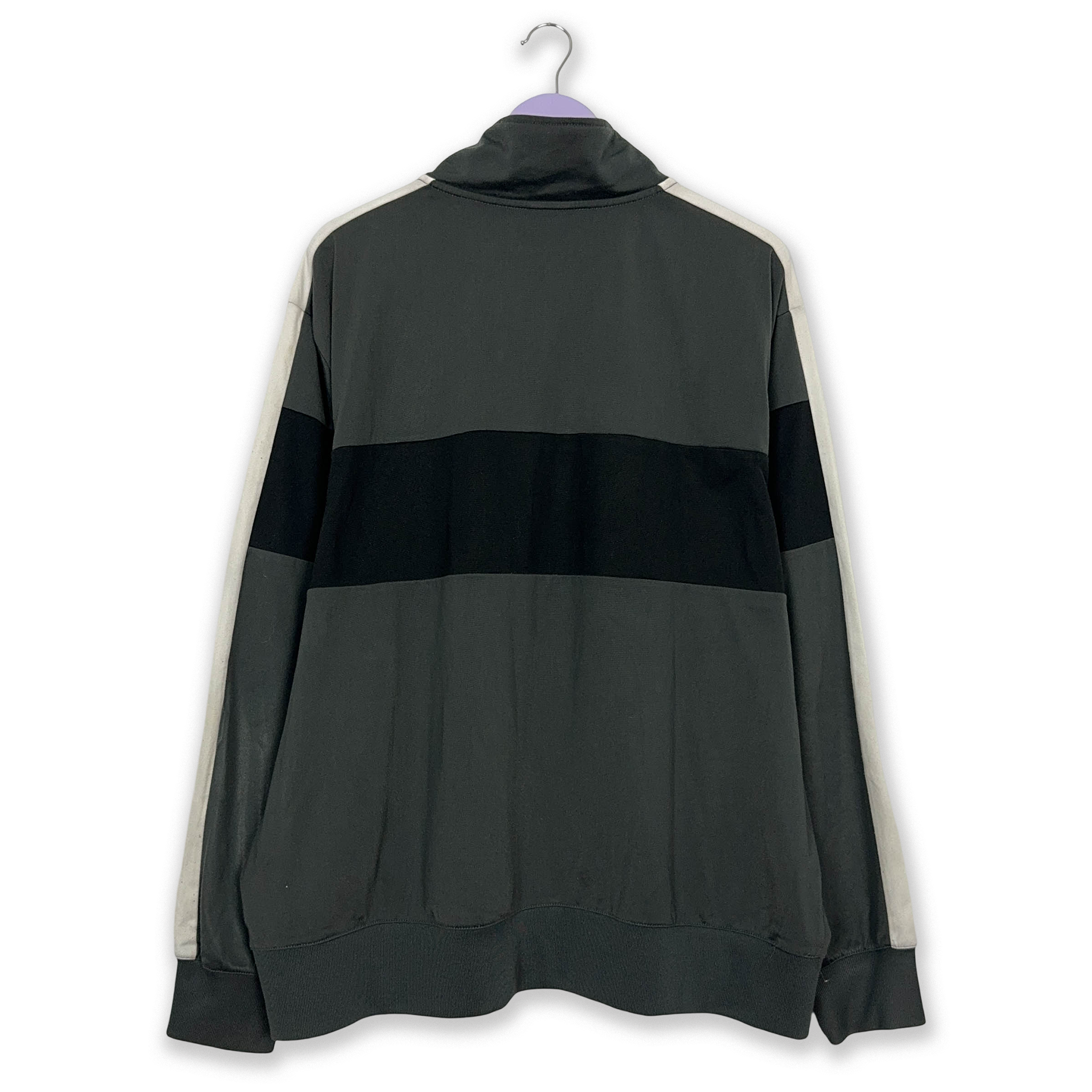 Felpa Nike Vintage nera e grigia con zip anni 2000 - Taglia XL/XXL uomo