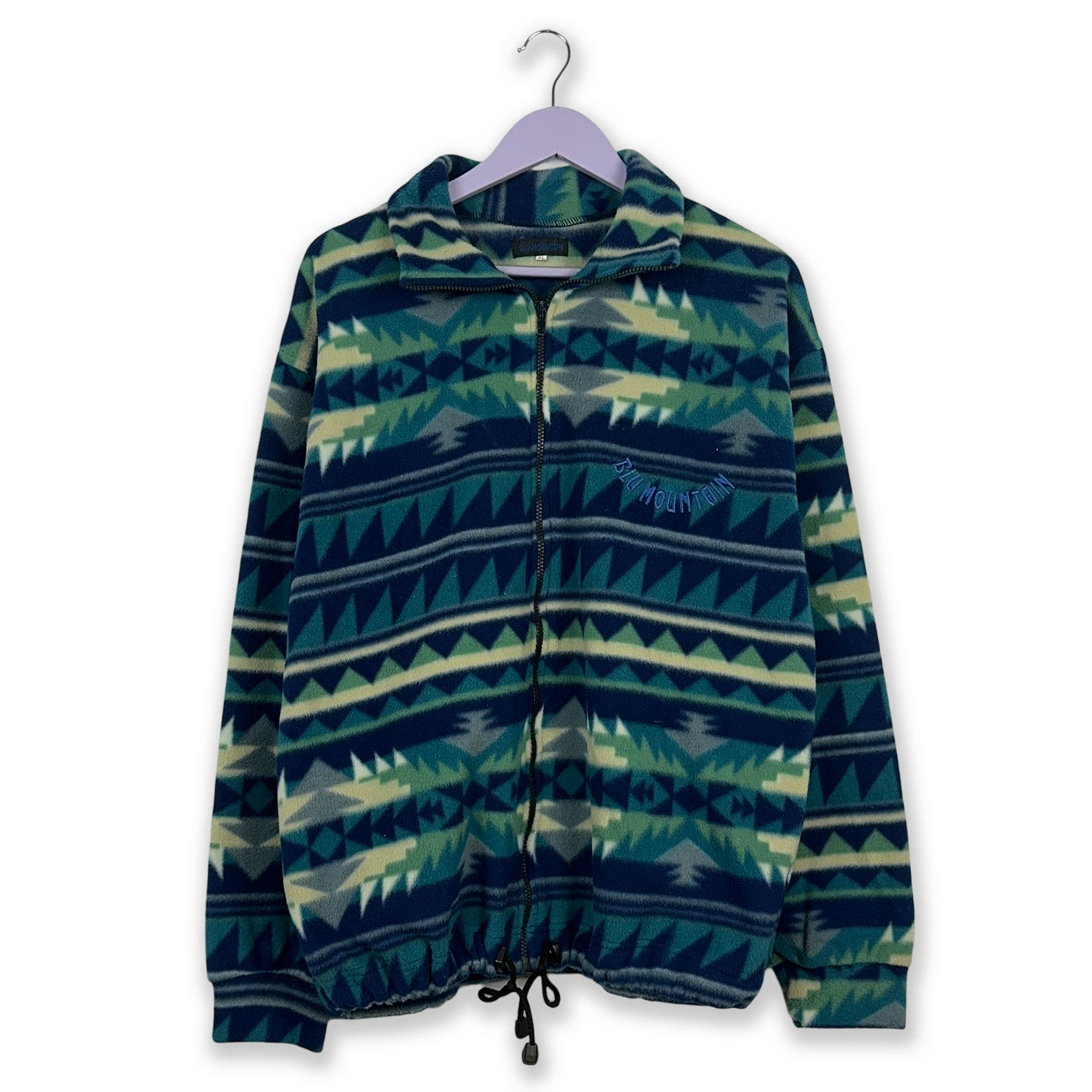 Vintage Blue and White Patterned Fleece - Size XL Men